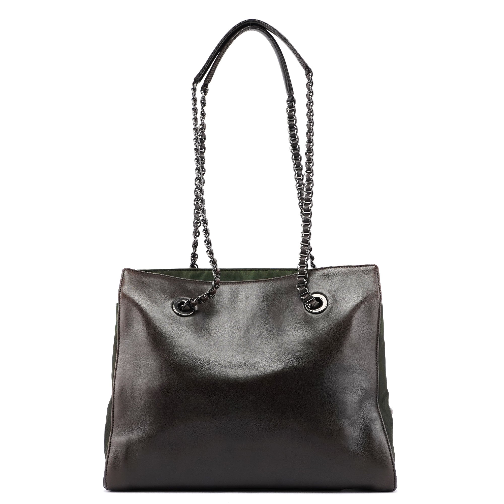 1995 Brown Nappa Tessuto Chain Tote