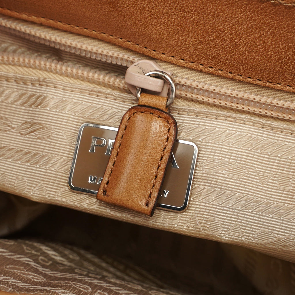 1996 Beige Madras Swing Top Handle Bag