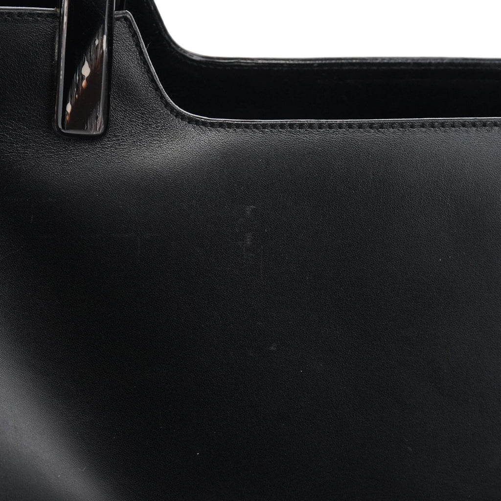 1998 Black Leather Resin Handle Tote Bag