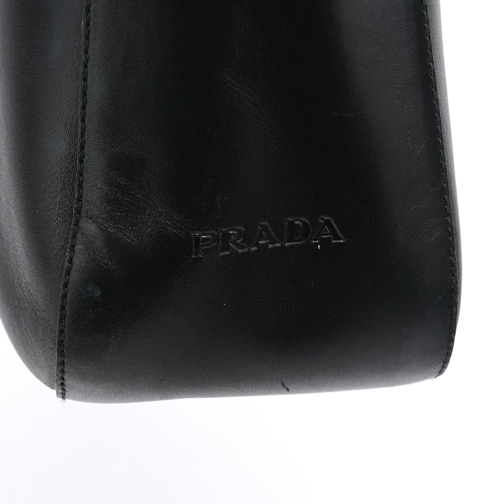 1998 Black Leather Resin Handle Tote Bag
