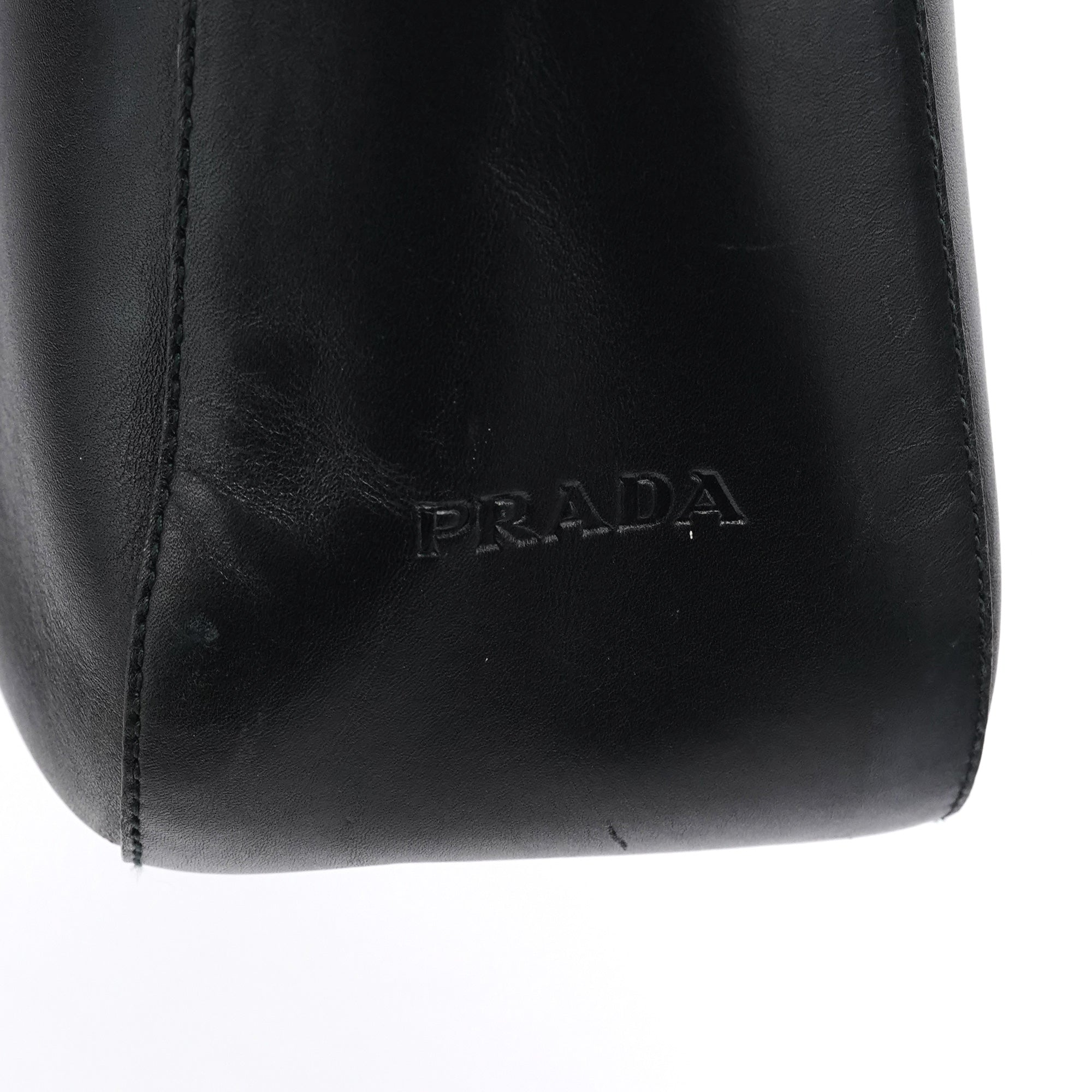 1998 Black Leather Resin Handle Tote Bag