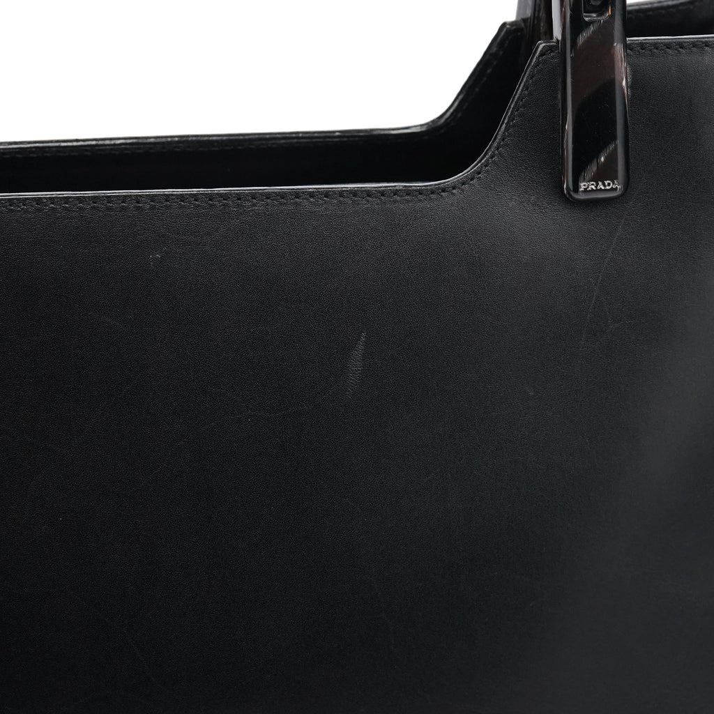 1998 Black Leather Resin Handle Tote Bag