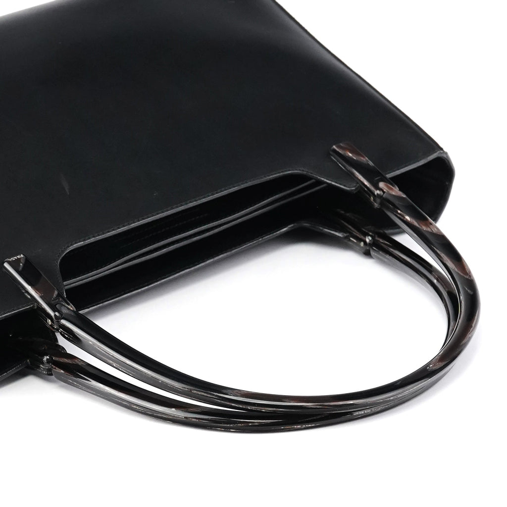 1998 Black Leather Resin Handle Tote Bag