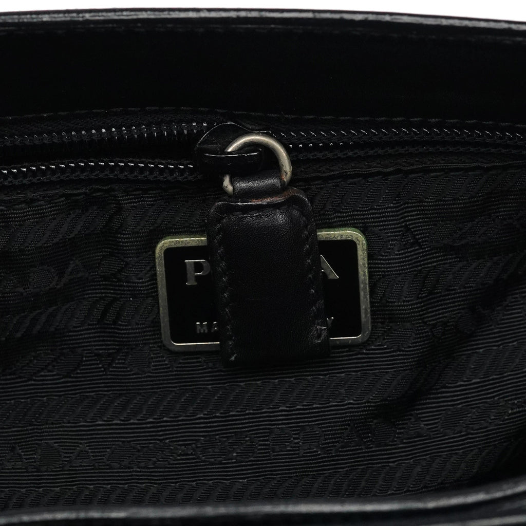 1998 Black Leather Resin Handle Tote Bag