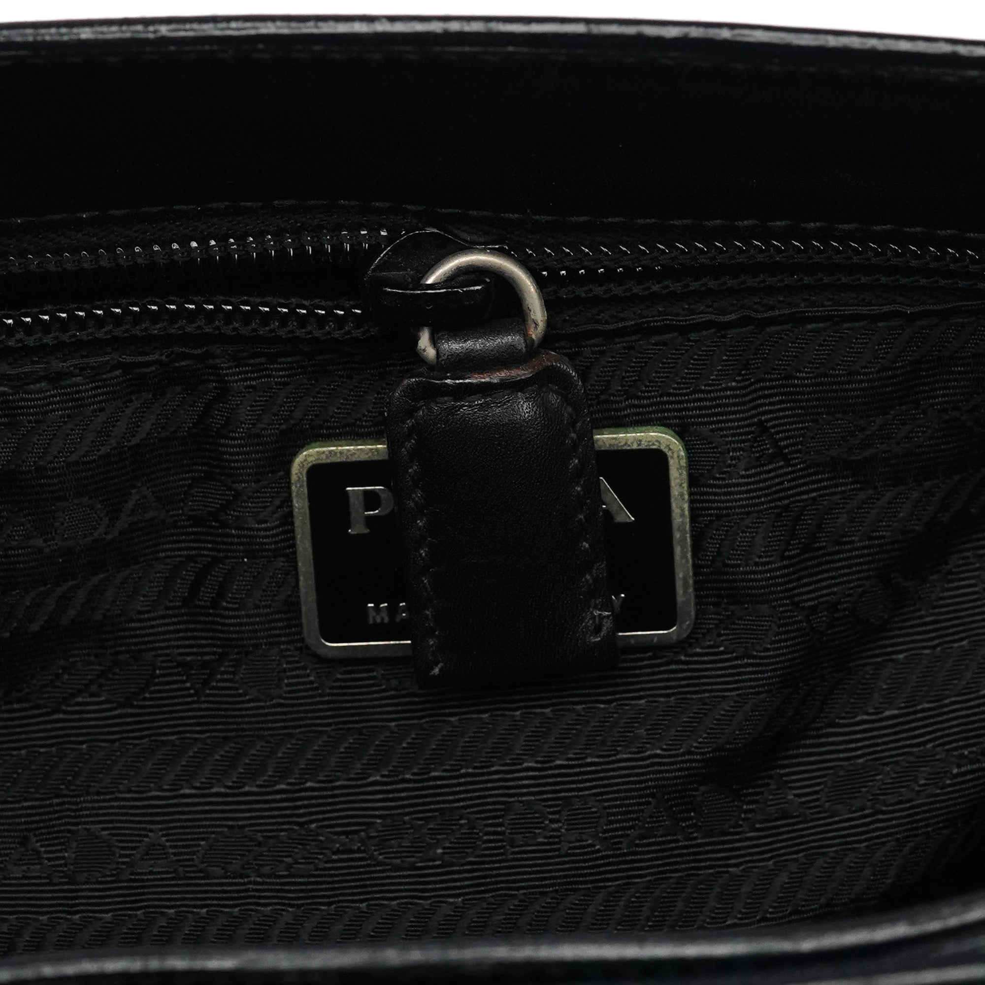 1998 Black Leather Resin Handle Tote Bag