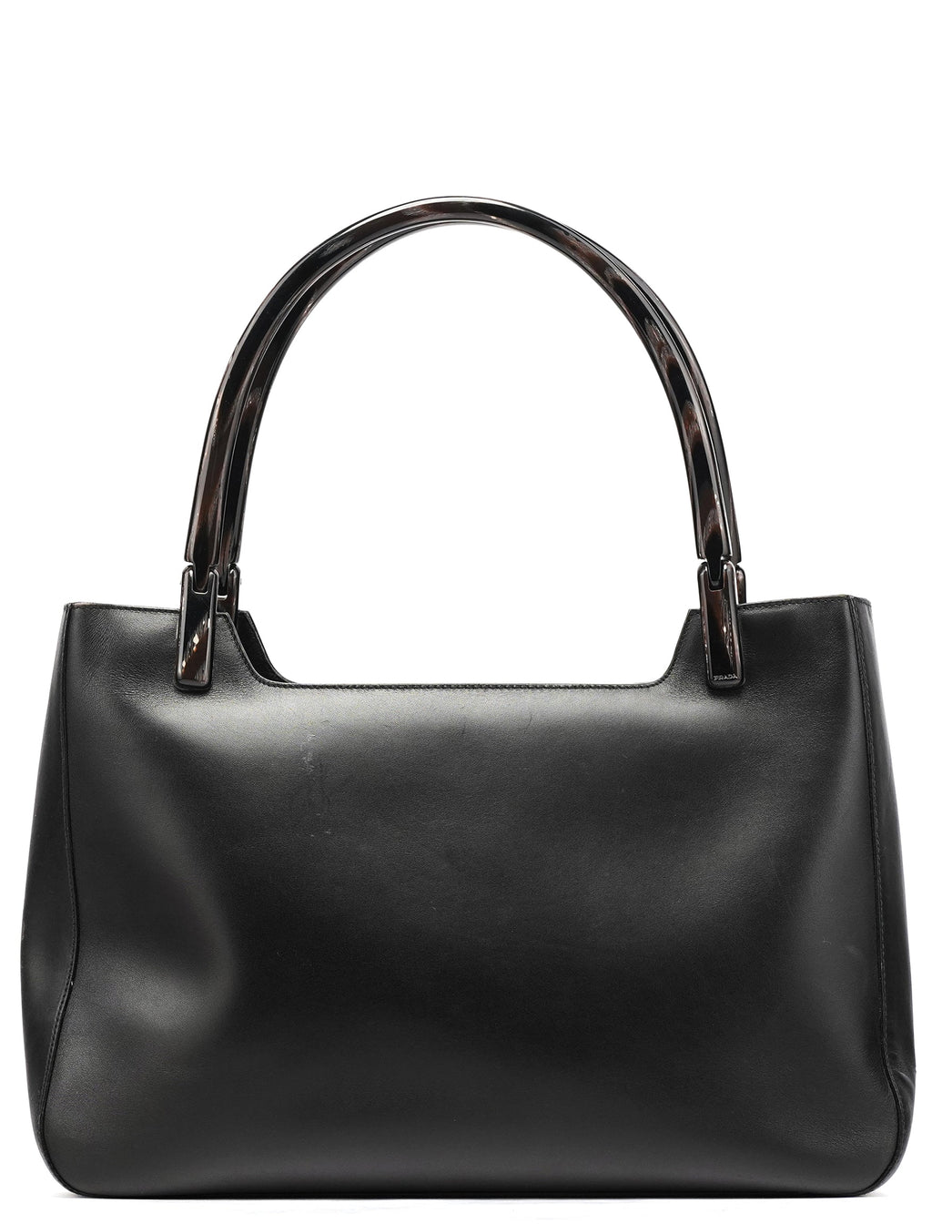 1998 Black Leather Resin Handle Tote Bag