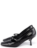 1998 Black Leather Square Toe Mary Jane Pumps