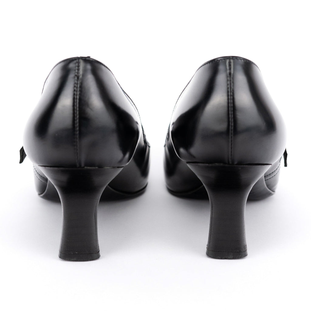 1998 Black Leather Square Toe Mary Jane Pumps