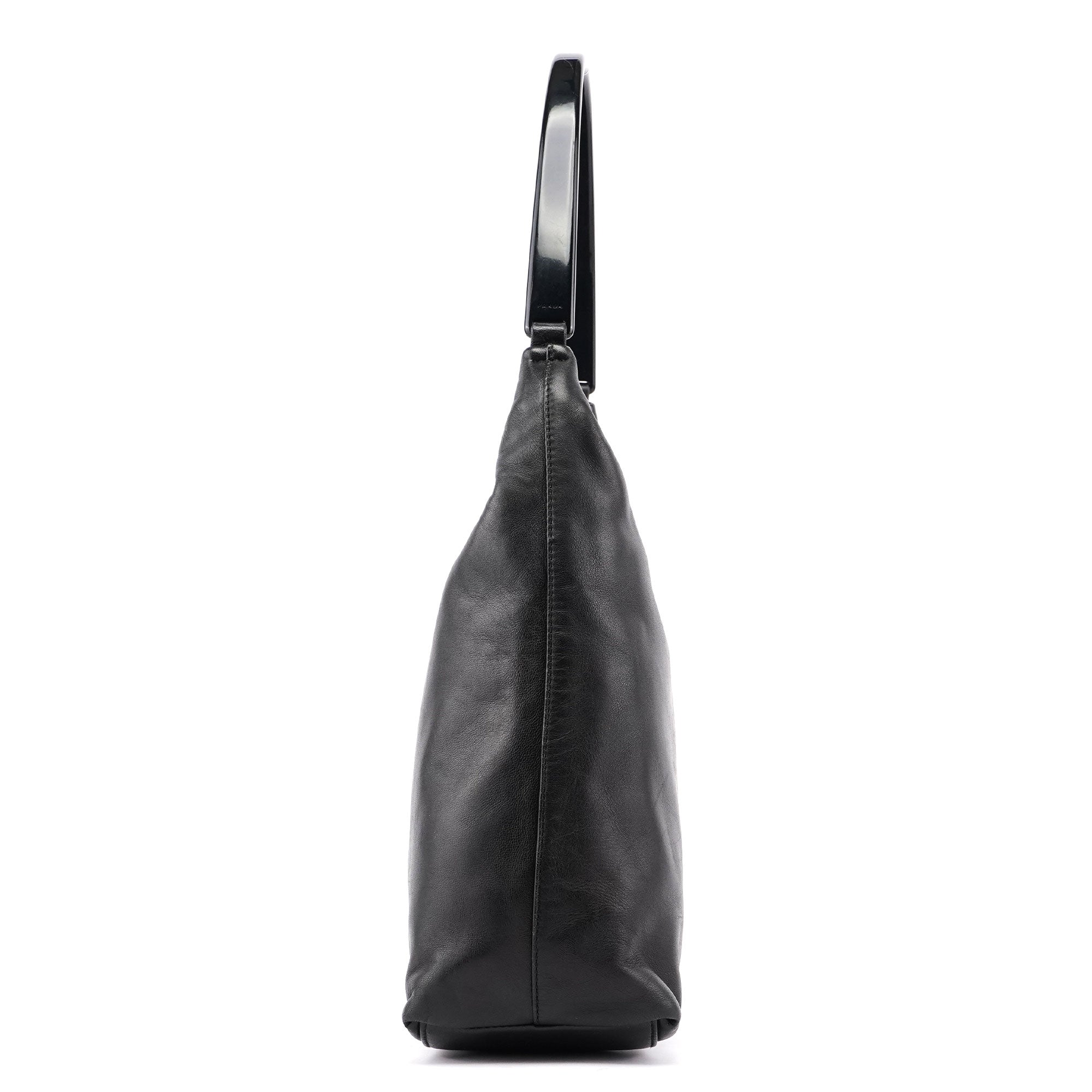 1998 Black Nappa Leather Plastic Shoulder Bag