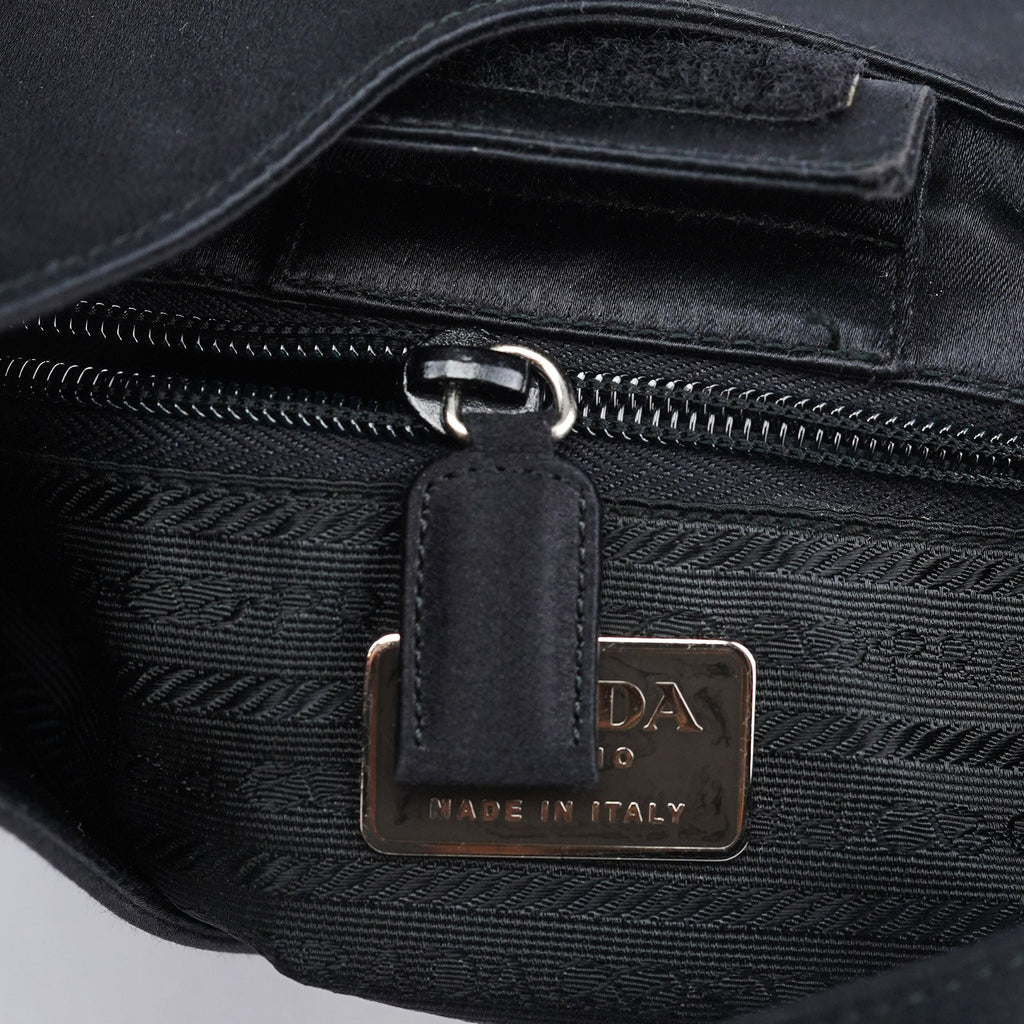 1998 Black Satin Asim Shoulder Bag