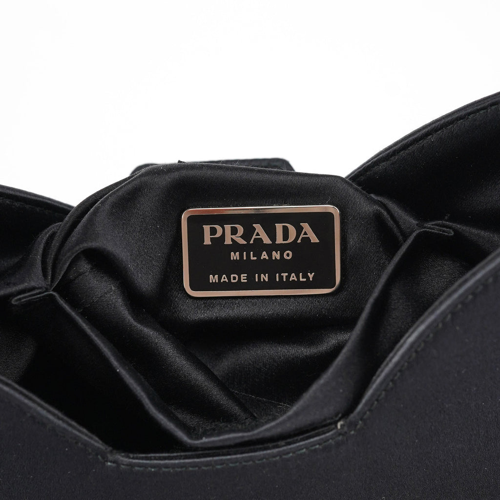 1998 Black Satin Hobo Shoulder Bag