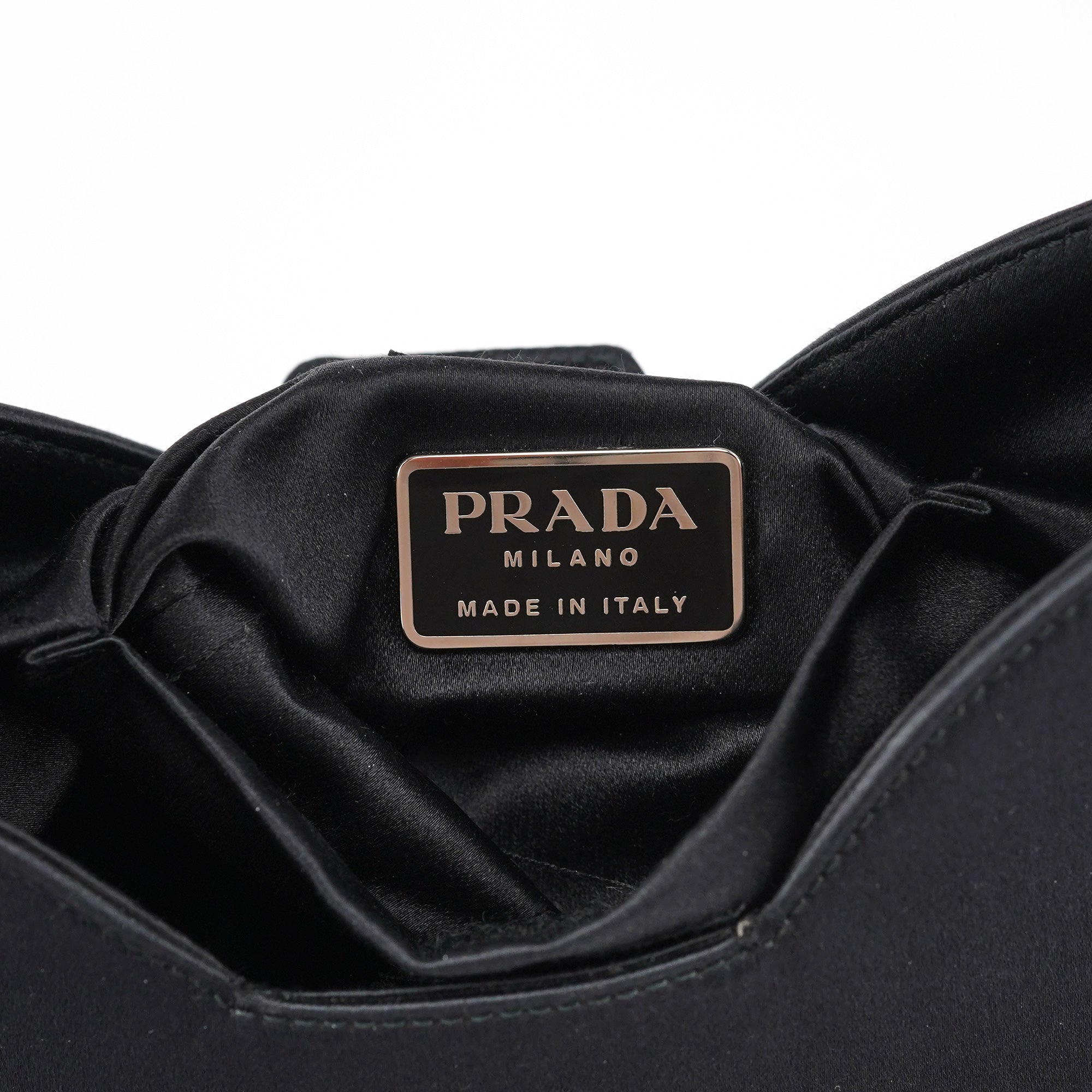 1998 Black Satin Hobo Shoulder Bag