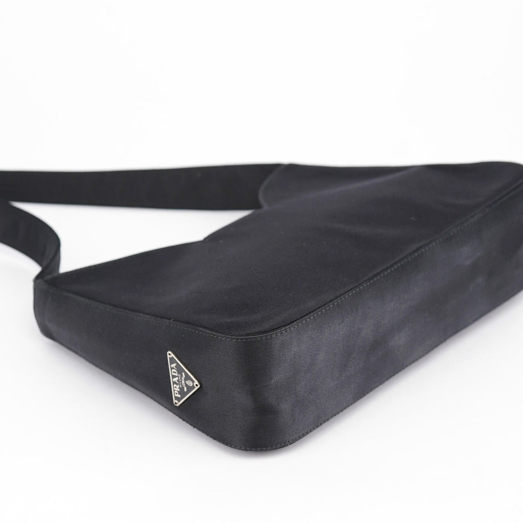 1998 Black Satin Hobo Shoulder Bag
