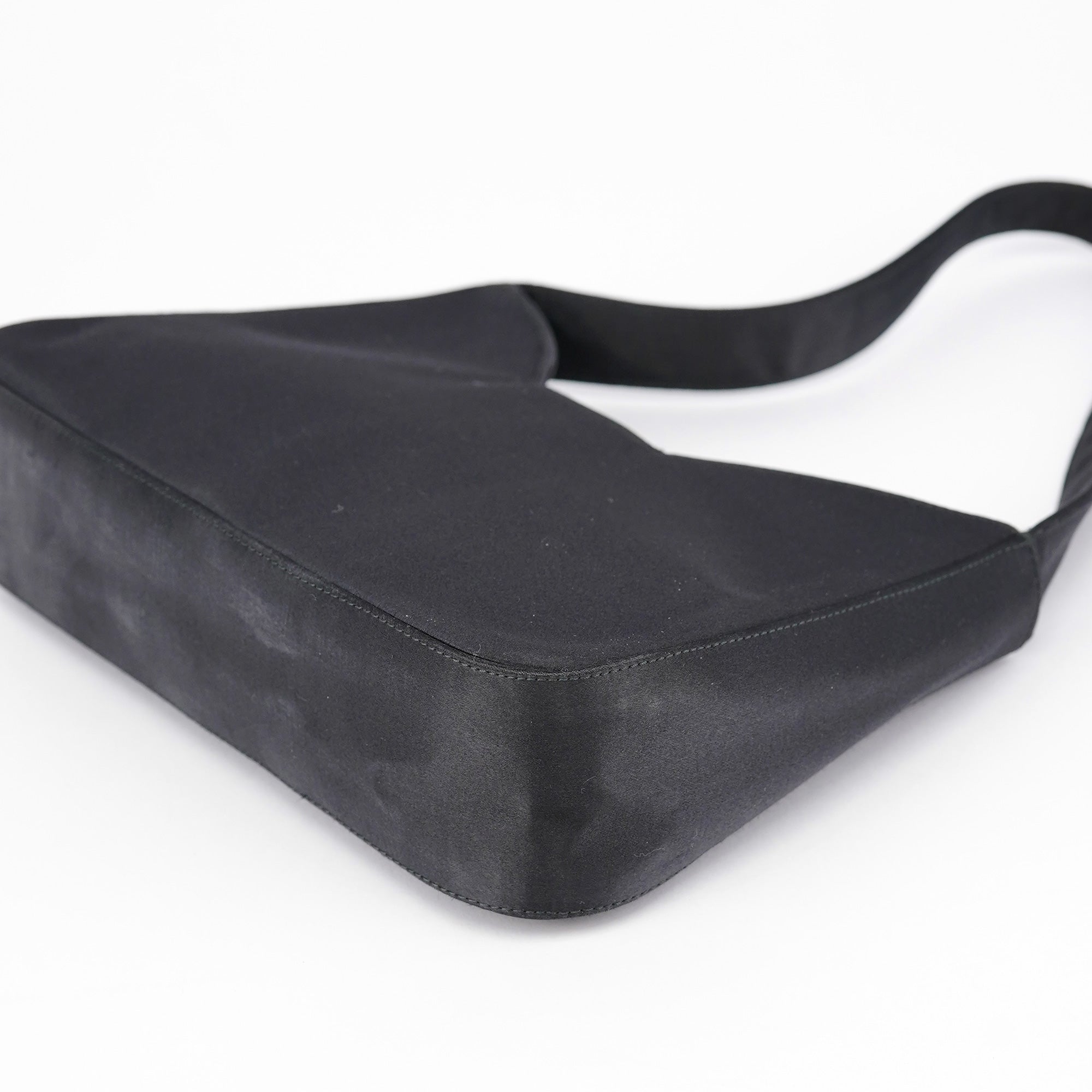 1998 Black Satin Hobo Shoulder Bag