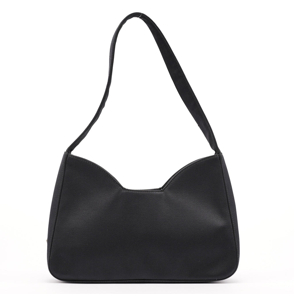 1998 Black Satin Hobo Shoulder Bag