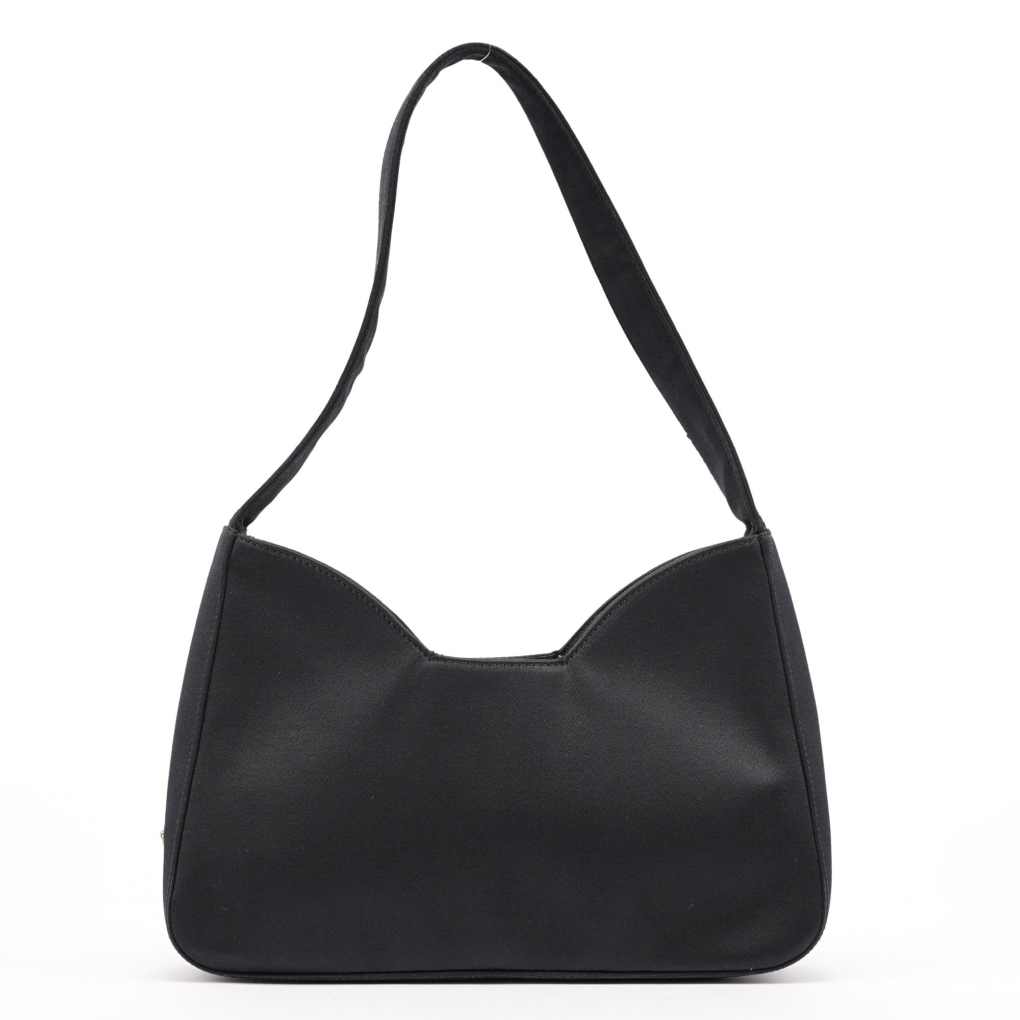 1998 Black Satin Hobo Shoulder Bag