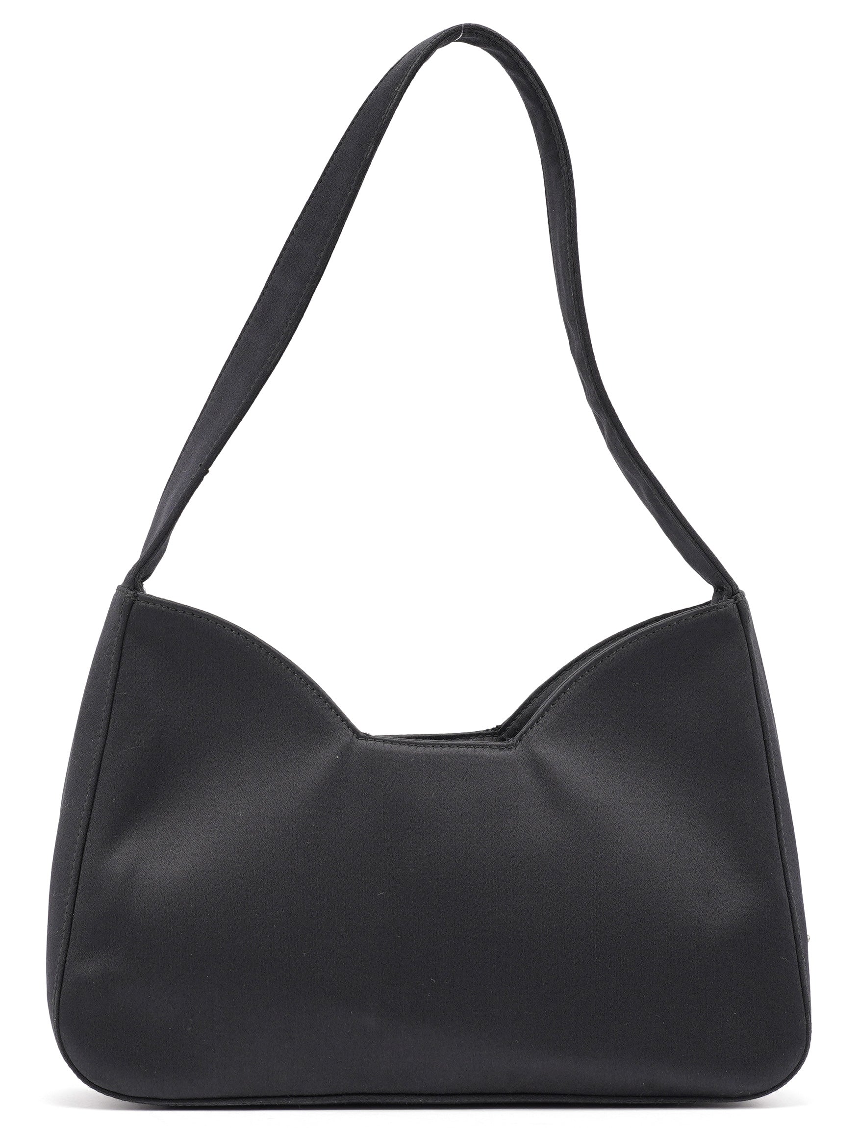 1998 Black Satin Hobo Shoulder Bag