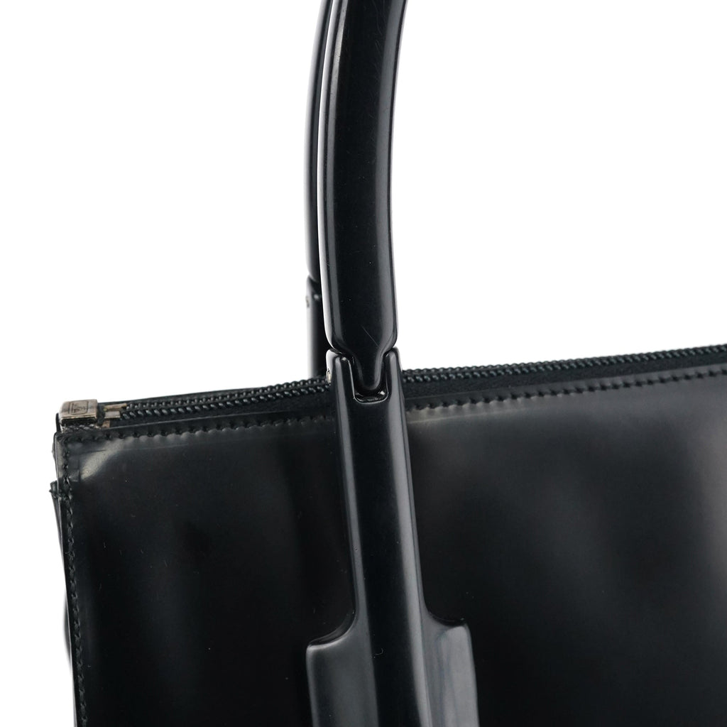 1998 Black Spazzolato Plastic Handle Tote Bag
