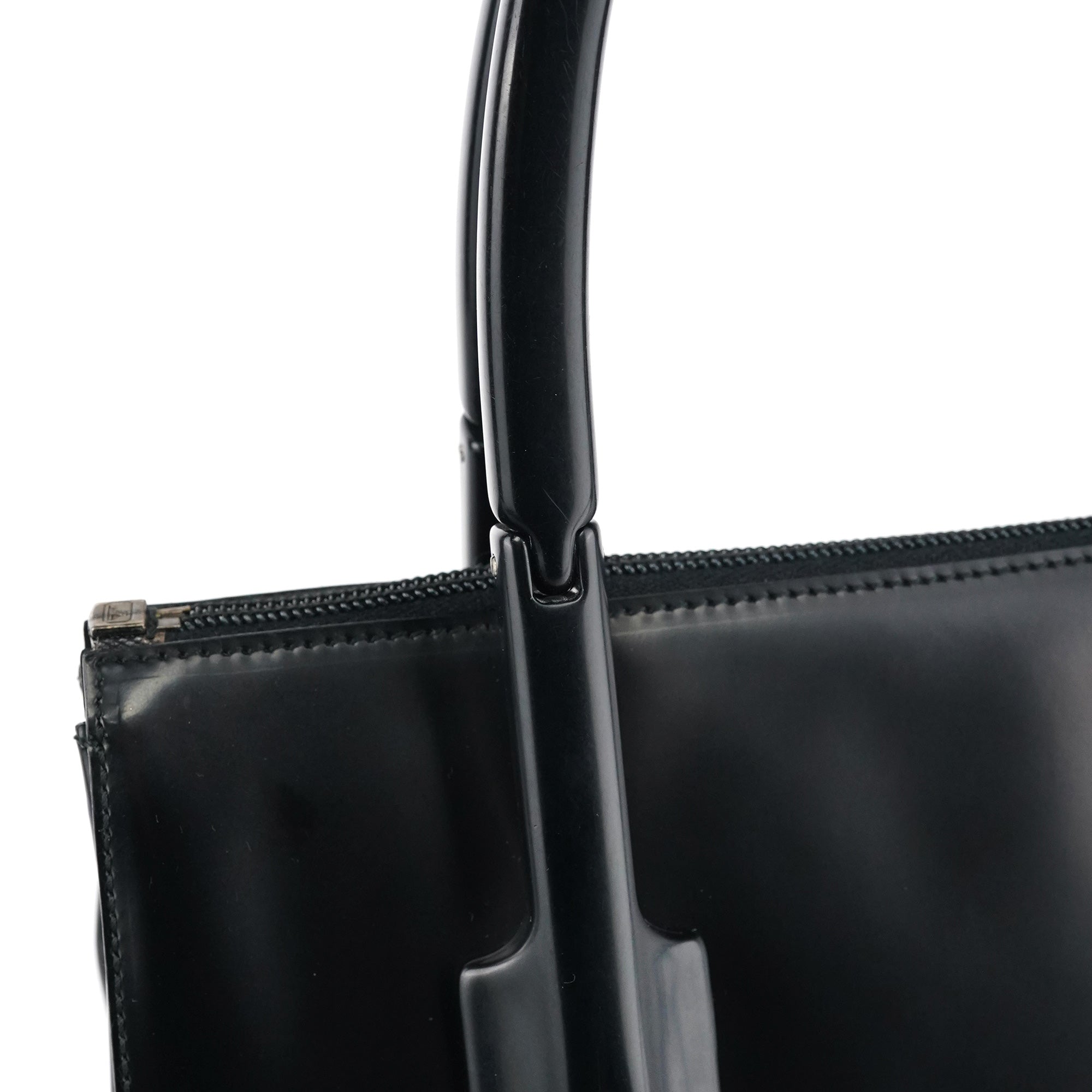 1998 Black Spazzolato Plastic Handle Tote Bag