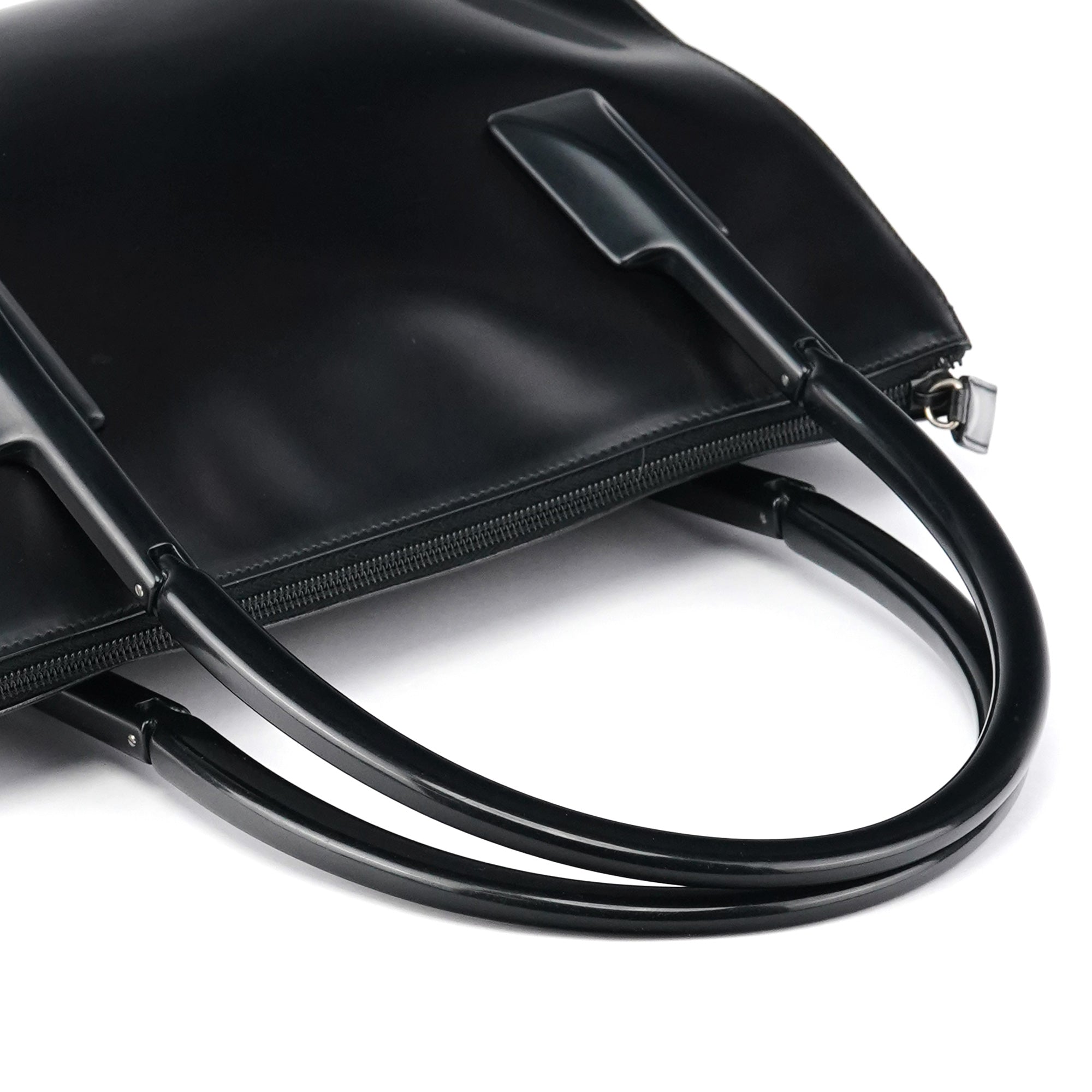 1998 Black Spazzolato Plastic Handle Tote Bag