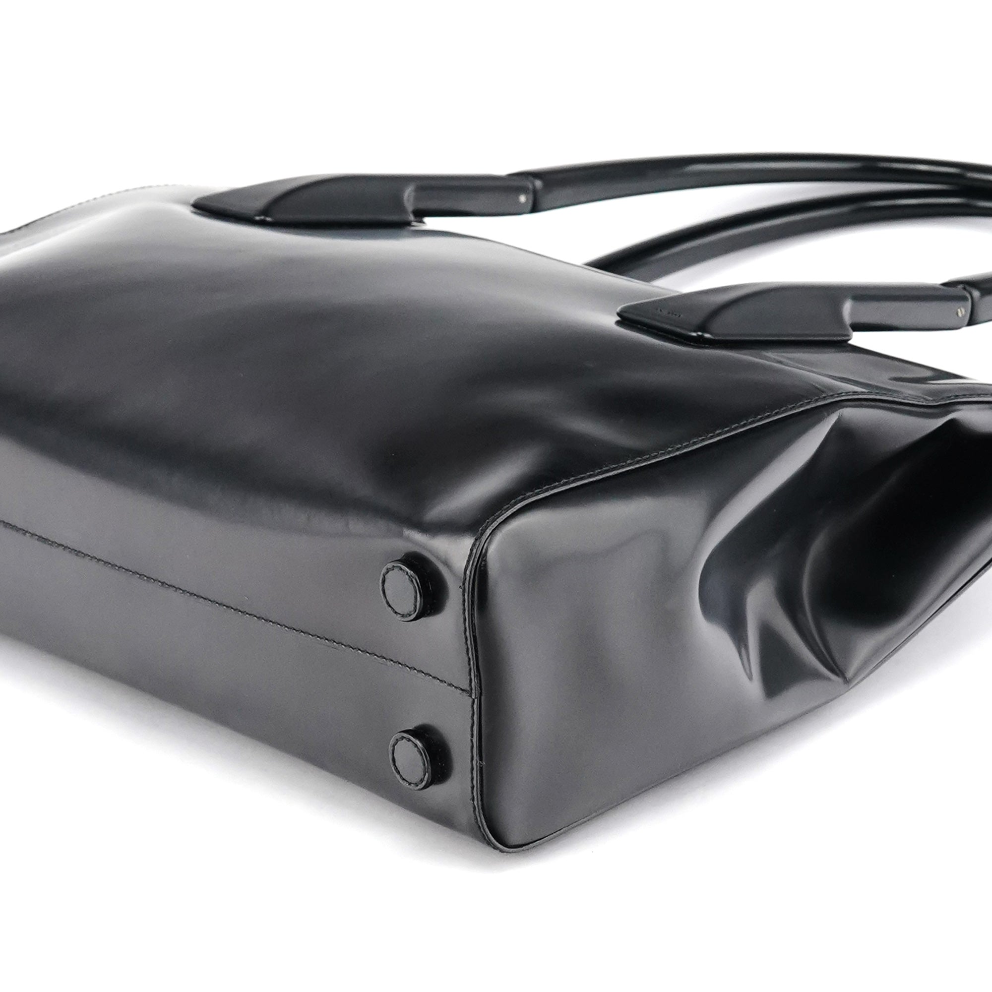 1998 Black Spazzolato Plastic Handle Tote Bag