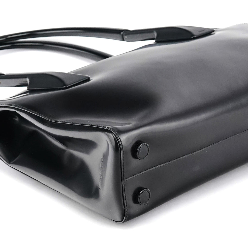 1998 Black Spazzolato Plastic Handle Tote Bag
