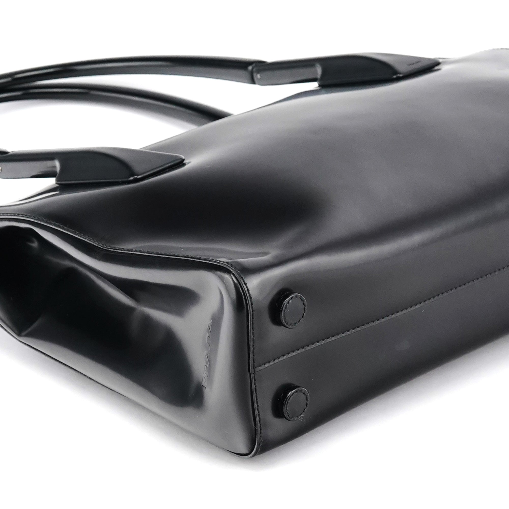 1998 Black Spazzolato Plastic Handle Tote Bag
