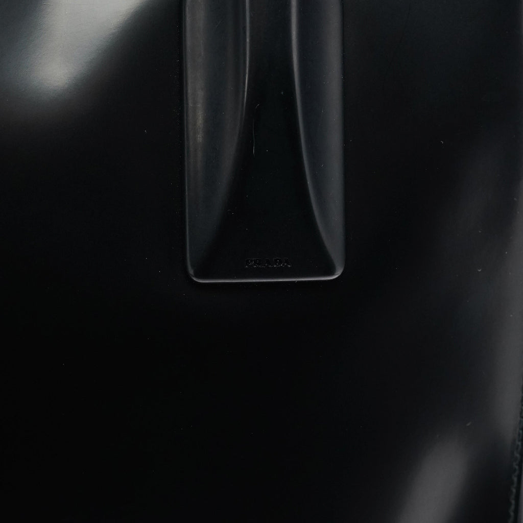 1998 Black Spazzolato Plastic Handle Tote Bag