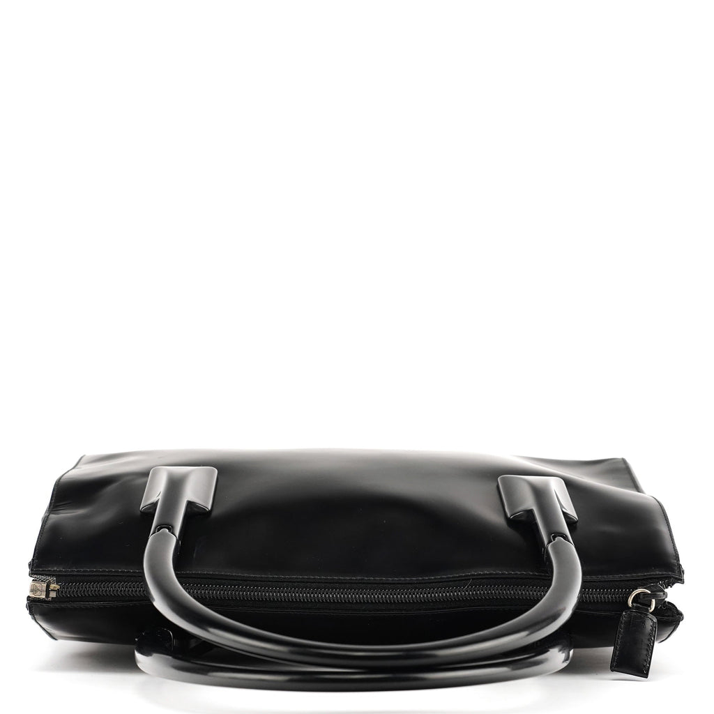 1998 Black Spazzolato Plastic Handle Tote Bag