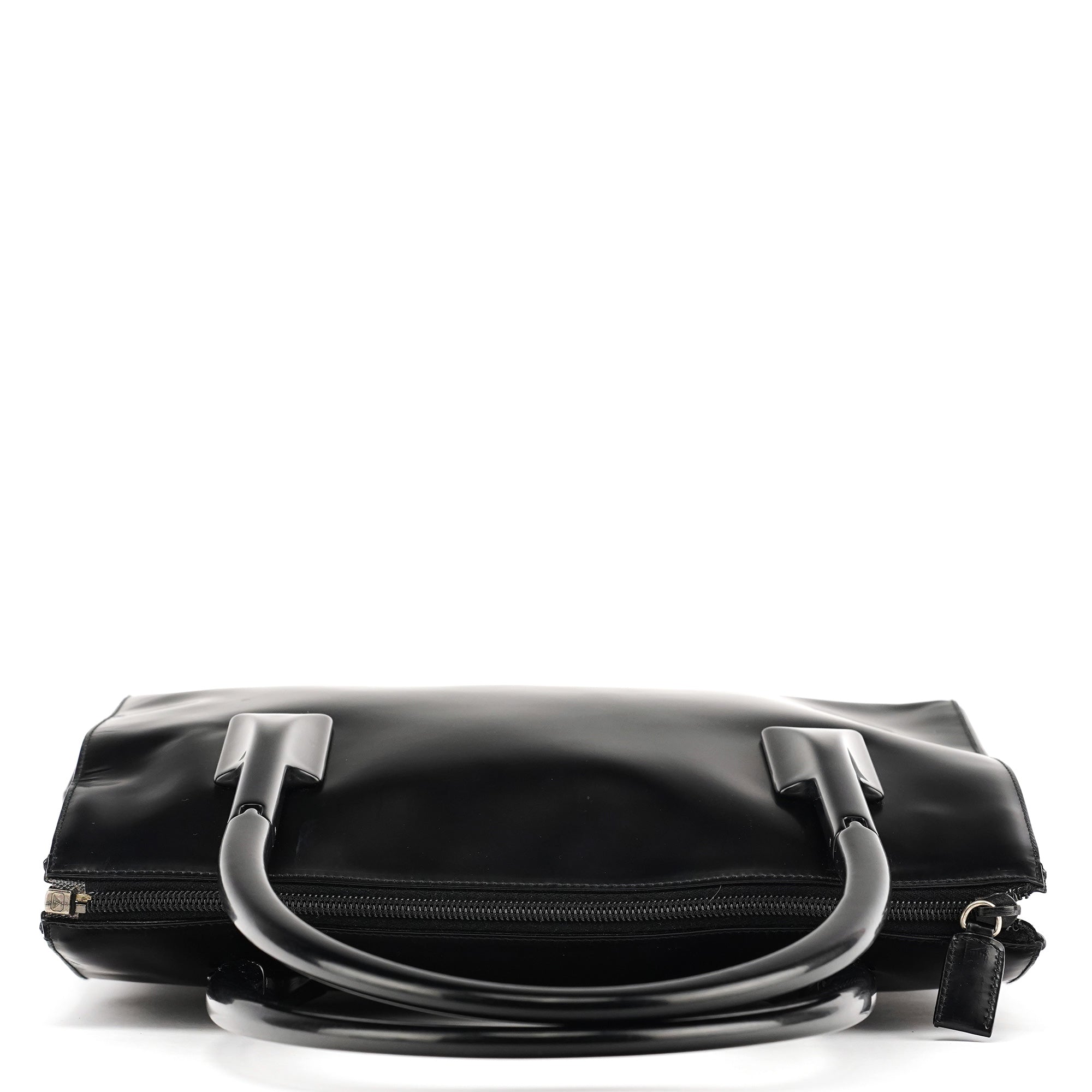 1998 Black Spazzolato Plastic Handle Tote Bag