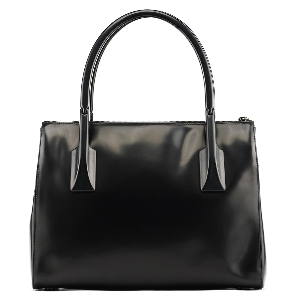 1998 Black Spazzolato Plastic Handle Tote Bag