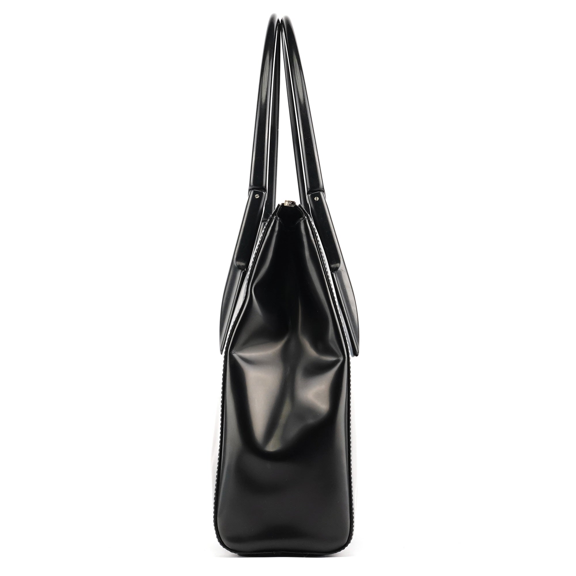 1998 Black Spazzolato Plastic Handle Tote Bag