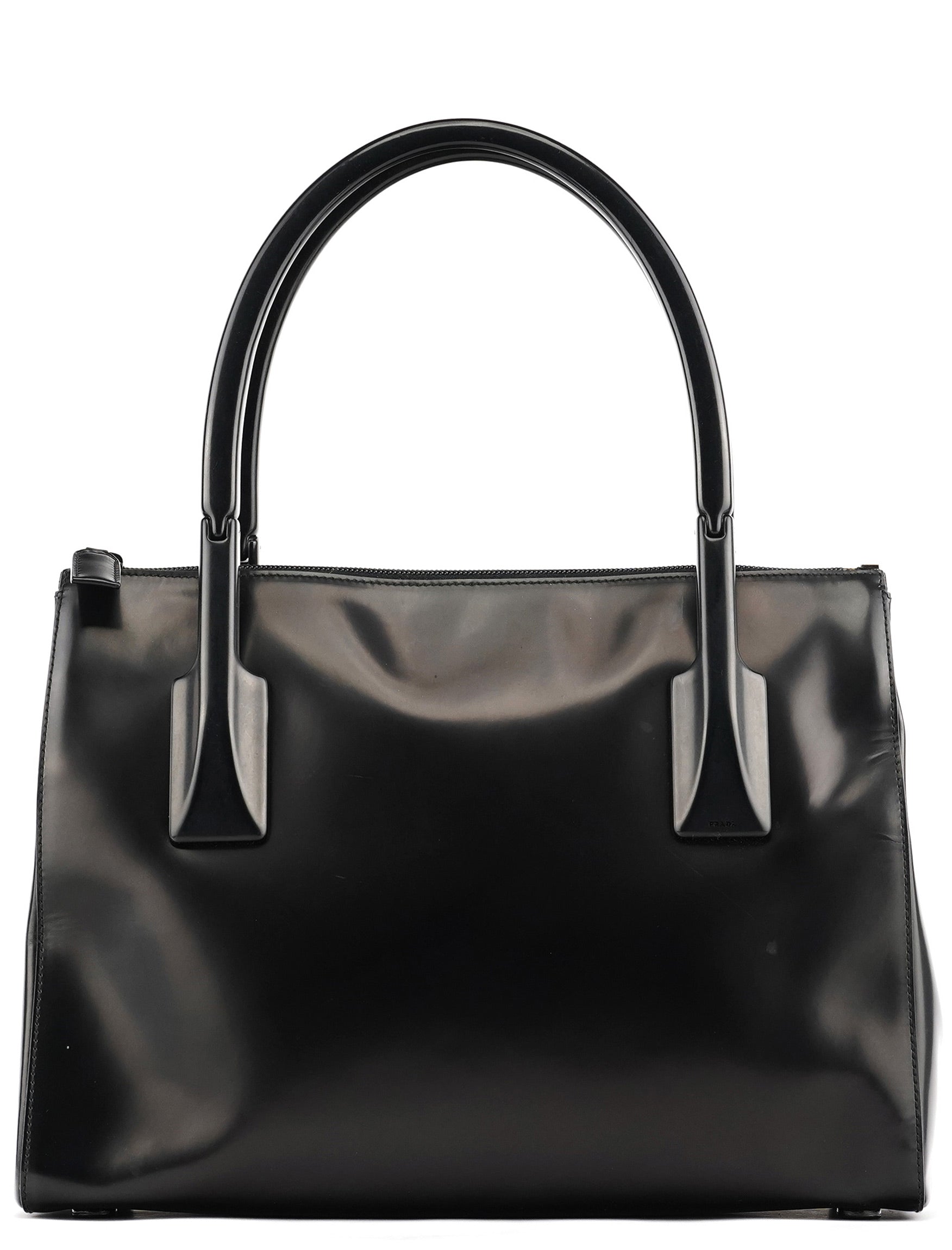1998 Black Spazzolato Plastic Handle Tote Bag