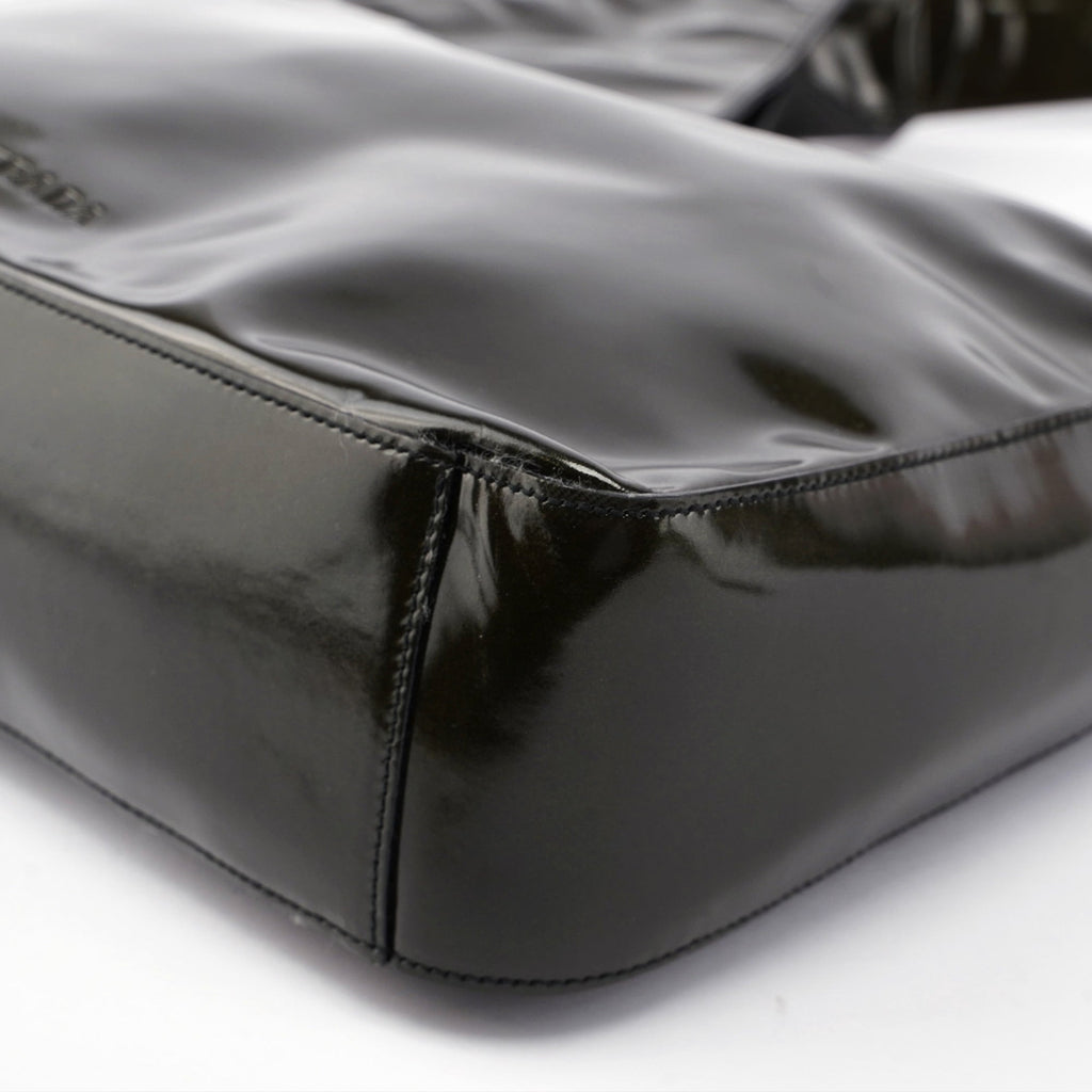 1998 Dark Green Patent Leather Geometric Hobo