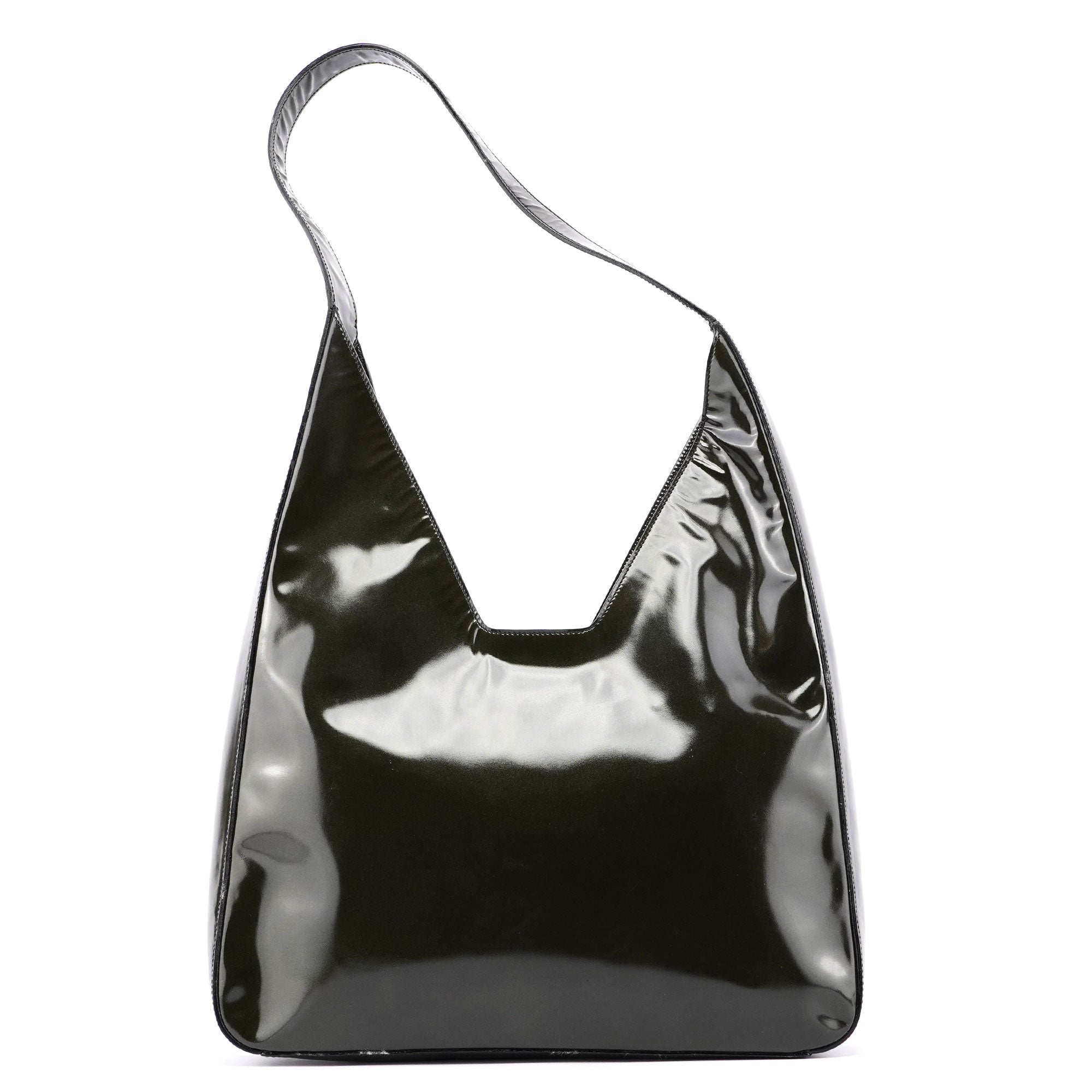 1998 Dark Green Patent Leather Geometric Hobo