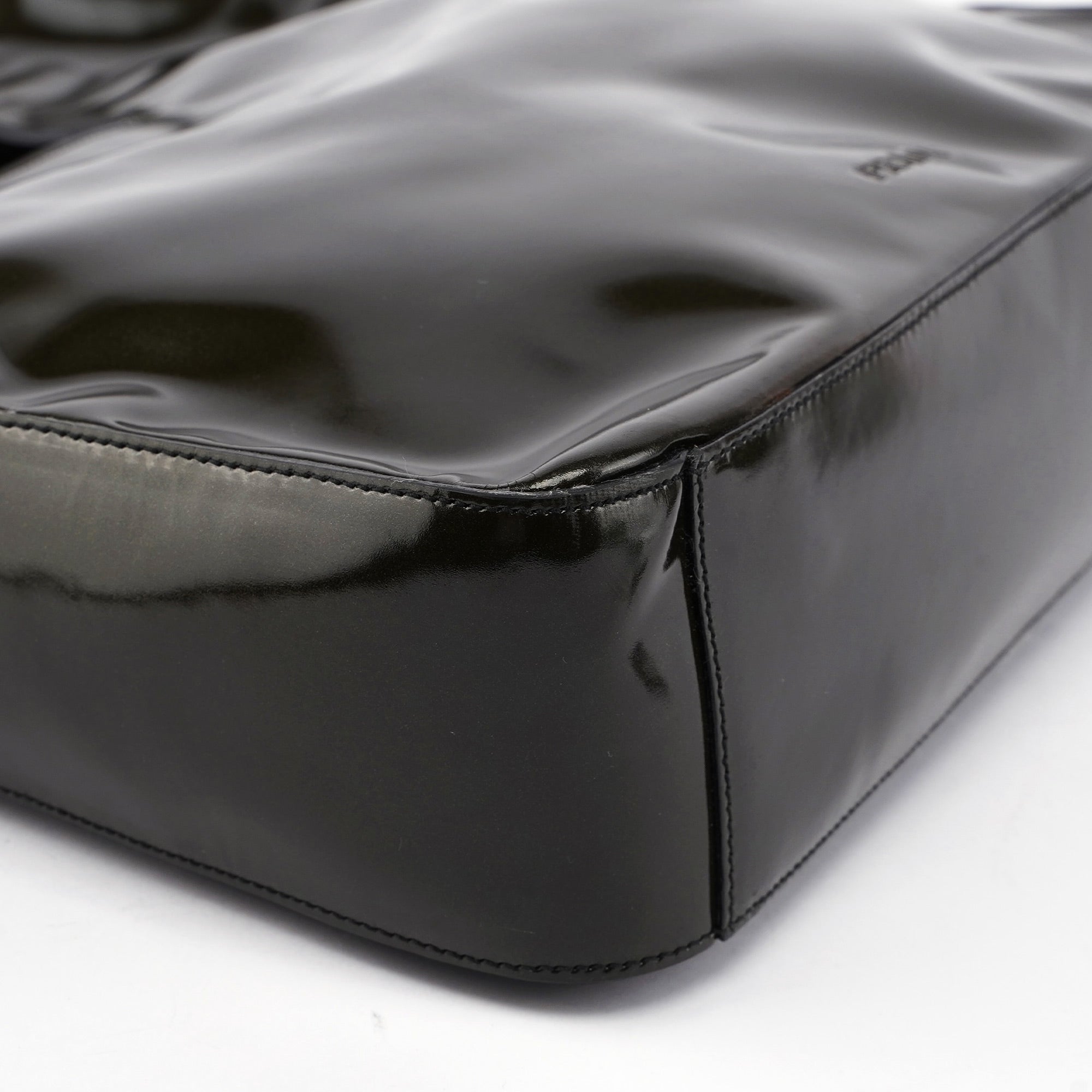 1998 Dark Green Patent Leather Geometric Hobo