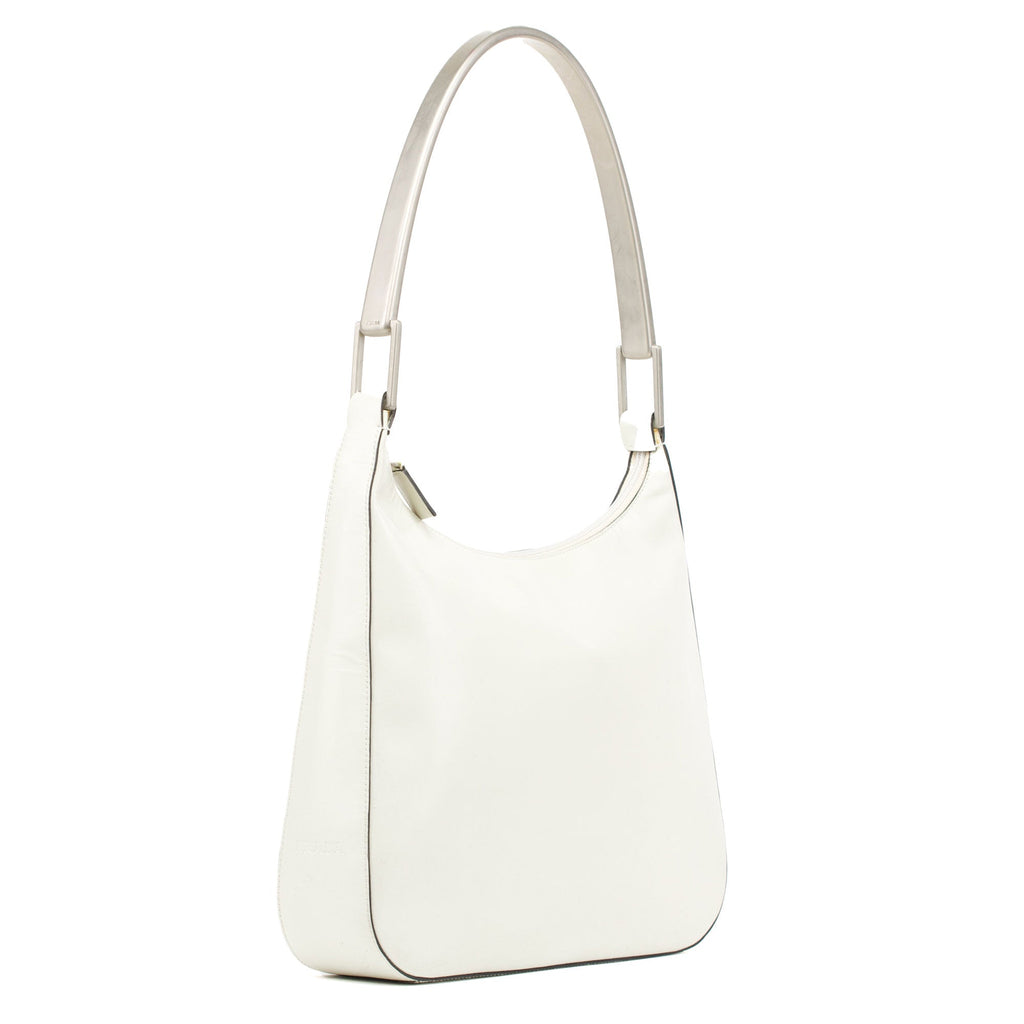 1998 Vitello Metallo White Calfskin Shoulder Bag