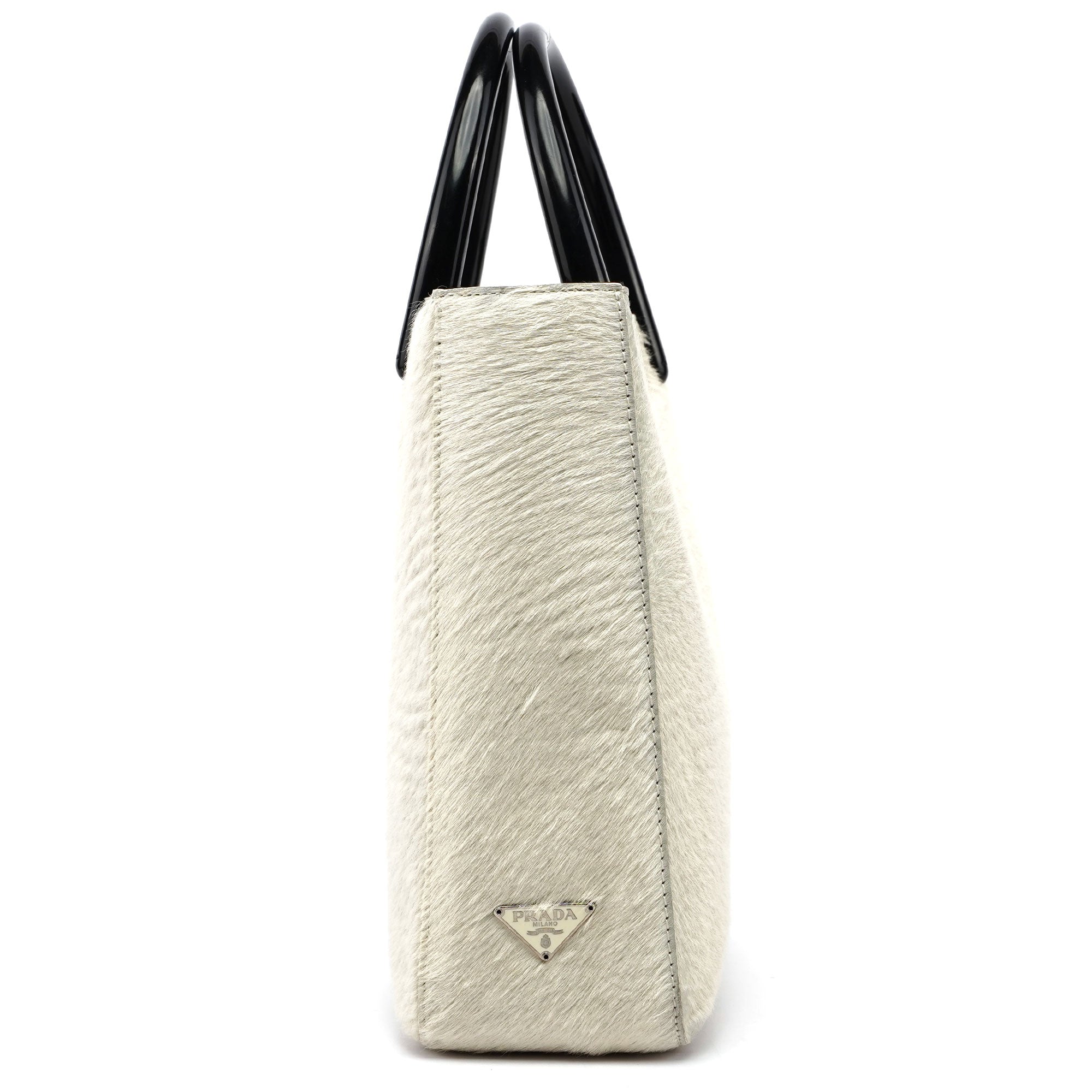 1998 White Astrakhan Plastic Tote Bag