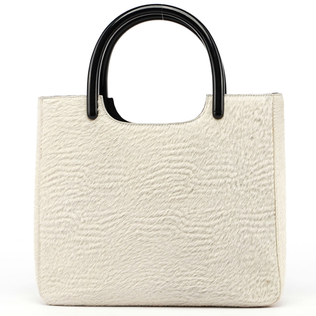 1998 White Astrakhan Plastic Tote Bag
