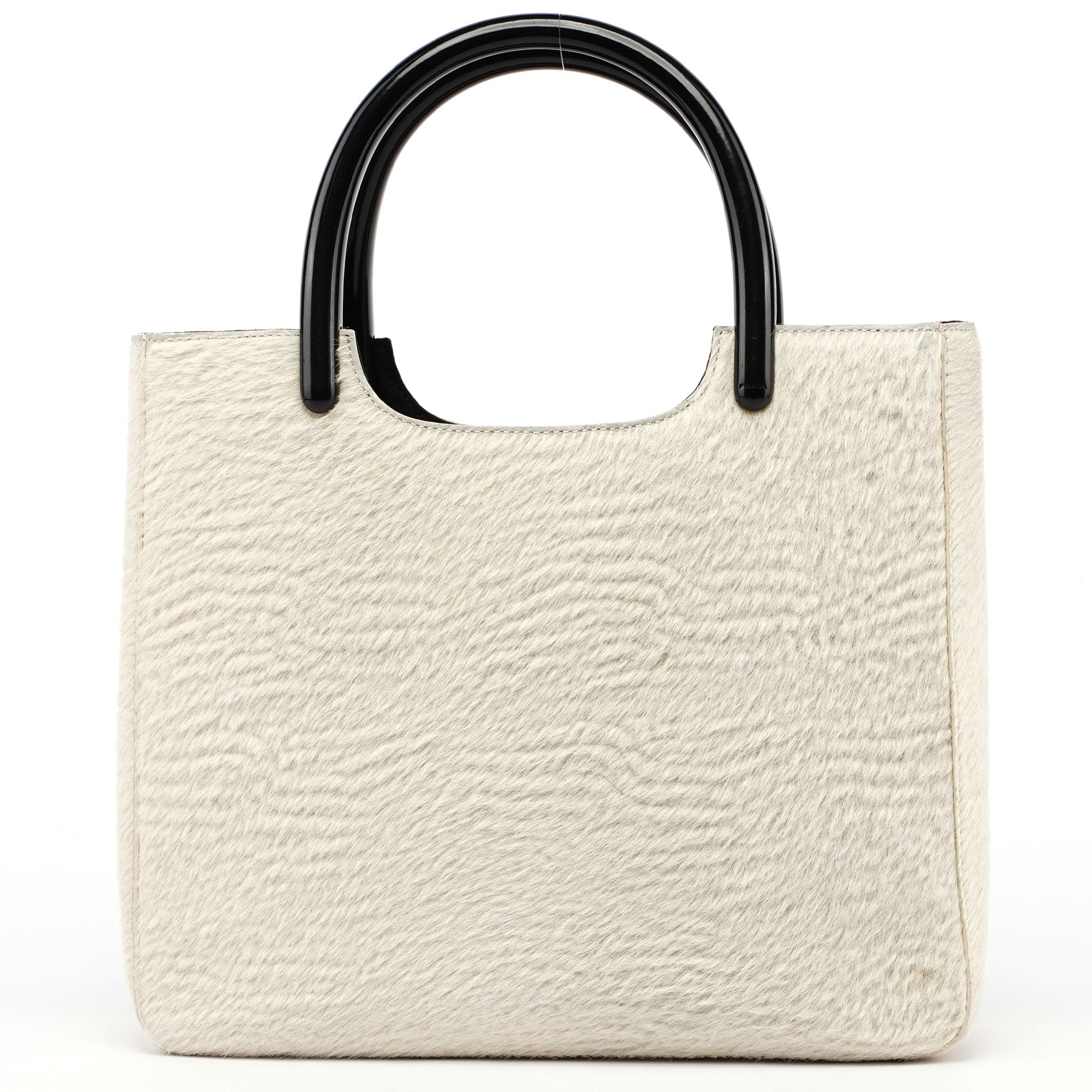 1998 White Astrakhan Plastic Tote Bag