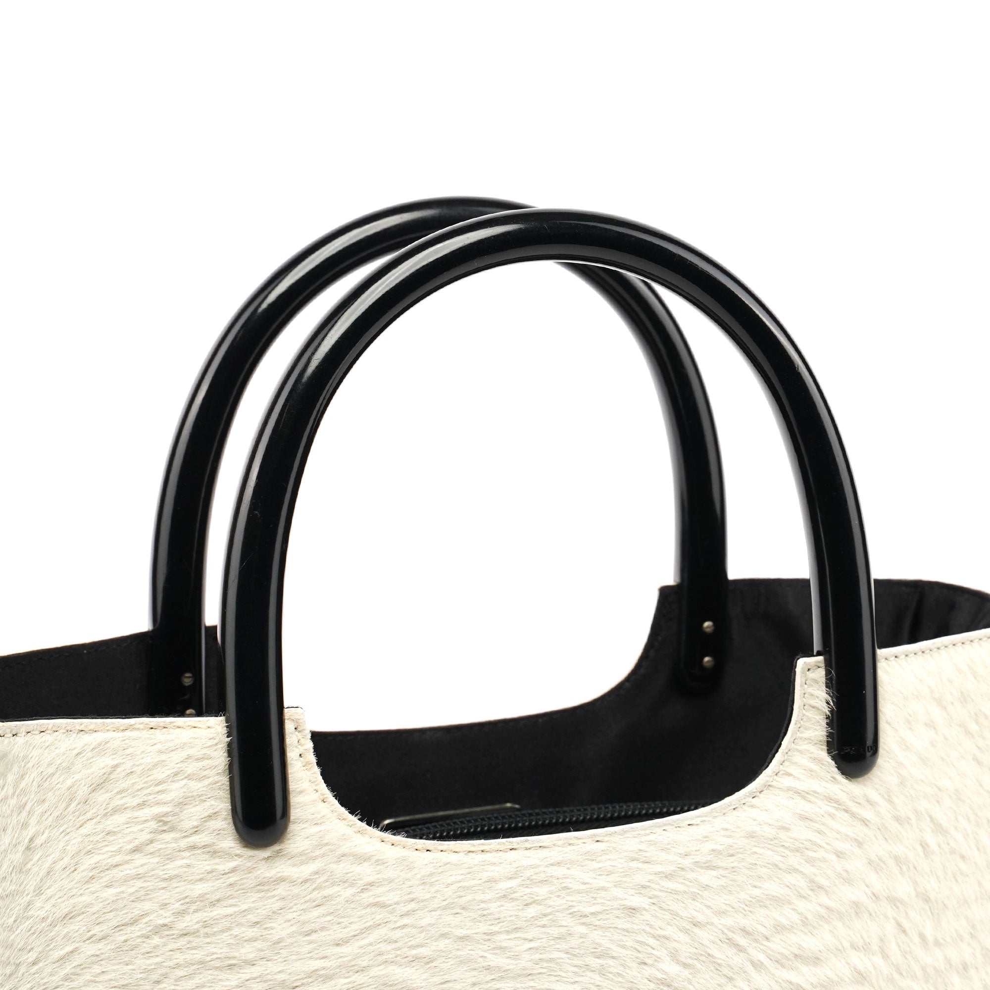 1998 White Astrakhan Plastic Tote Bag