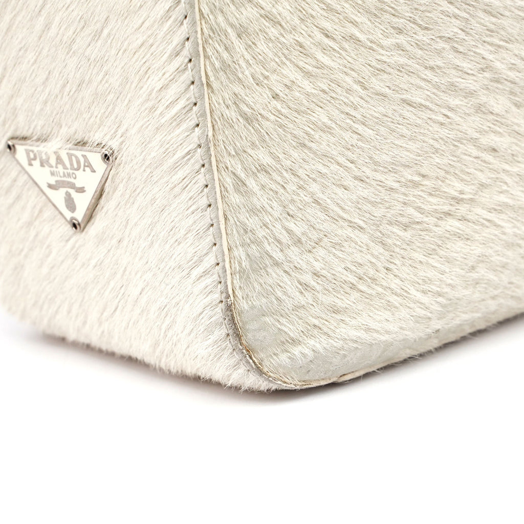 1998 White Astrakhan Plastic Tote Bag