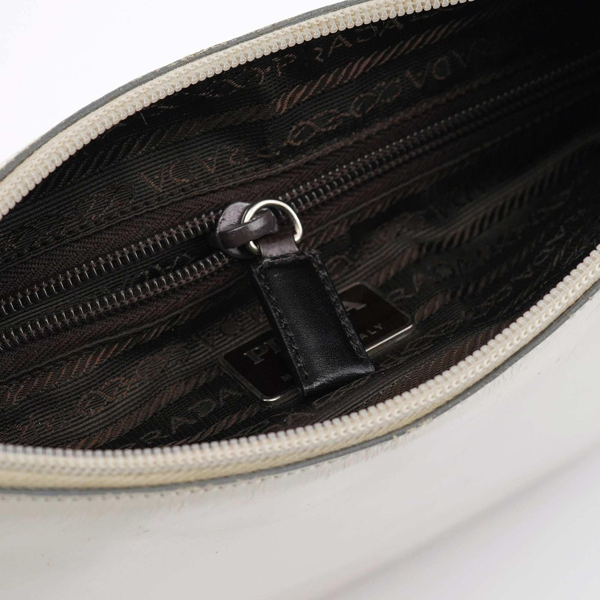1998 White Vitello Metal Campaign Shoulder Bag
