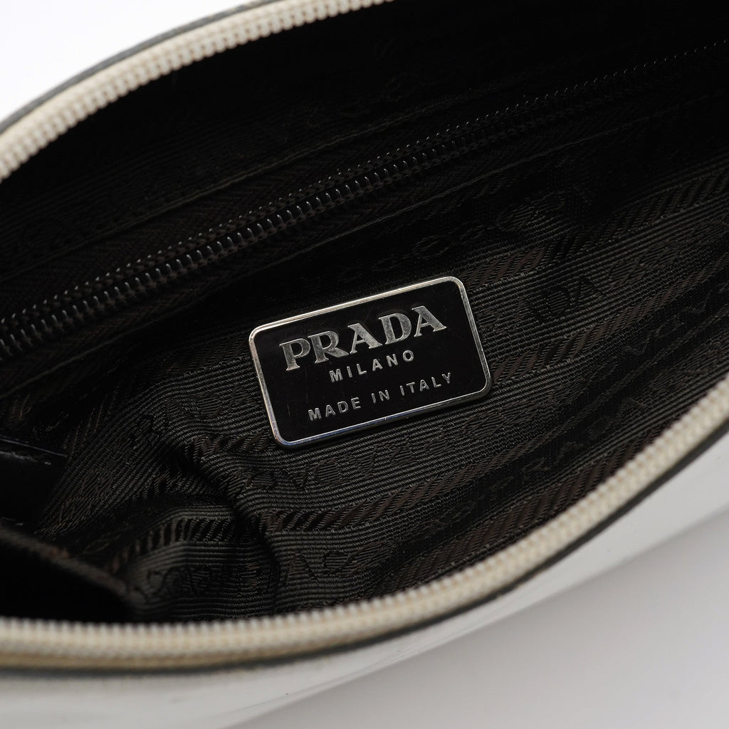 1998 White Vitello Metal Campaign Shoulder Bag