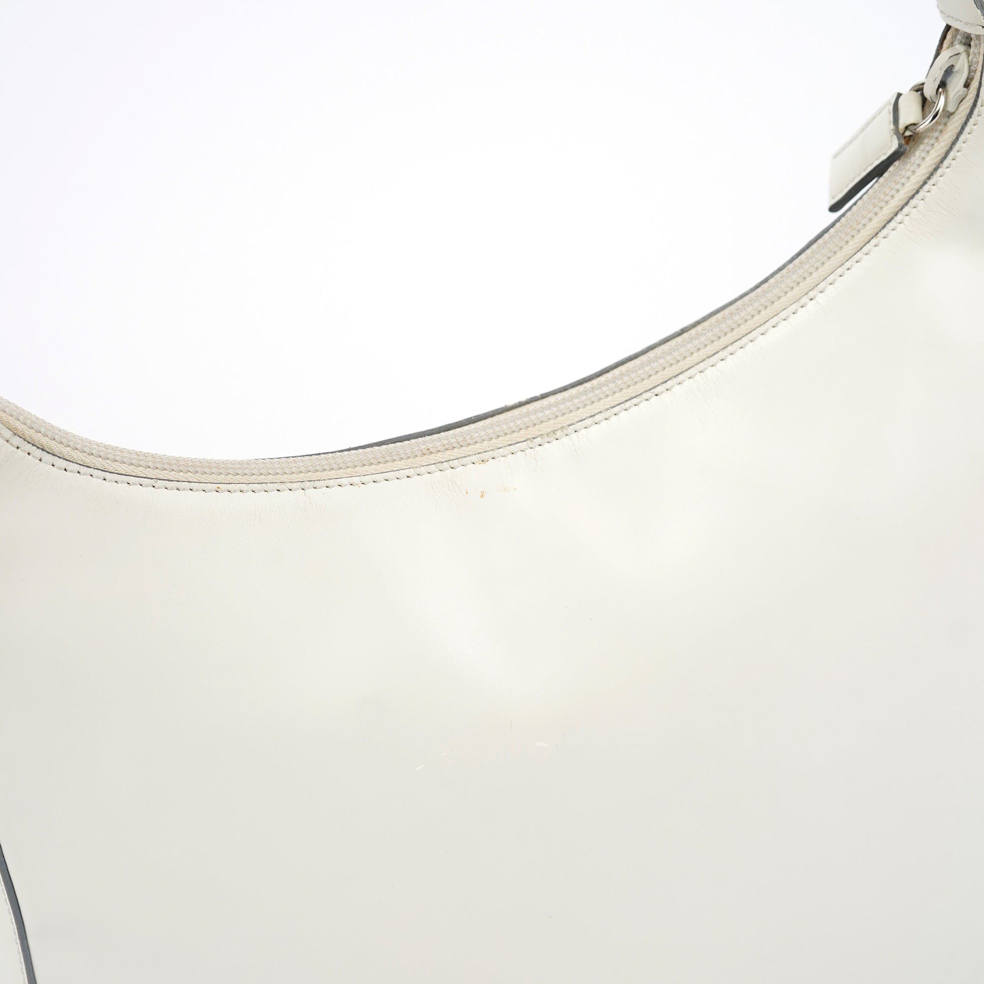 1998 White Vitello Metal Campaign Shoulder Bag