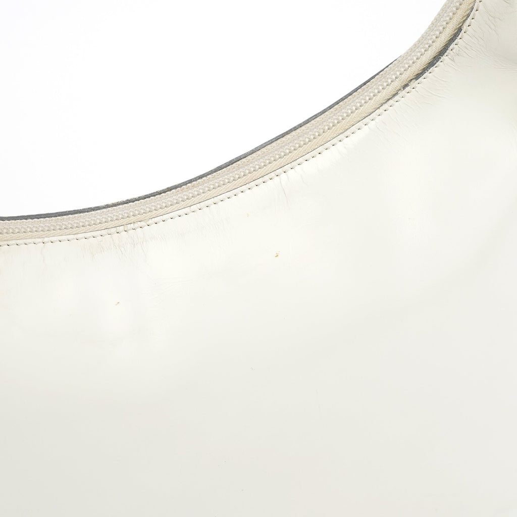 1998 White Vitello Metal Campaign Shoulder Bag