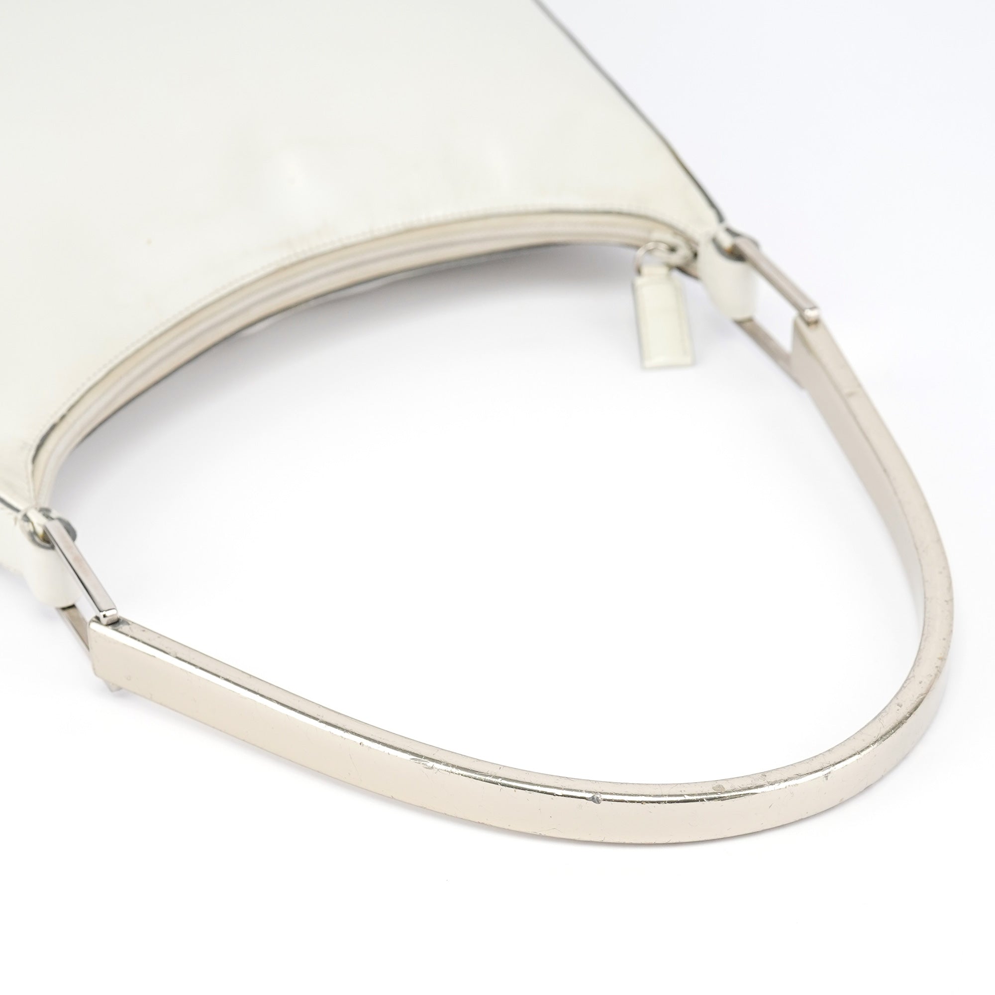 1998 White Vitello Metal Campaign Shoulder Bag