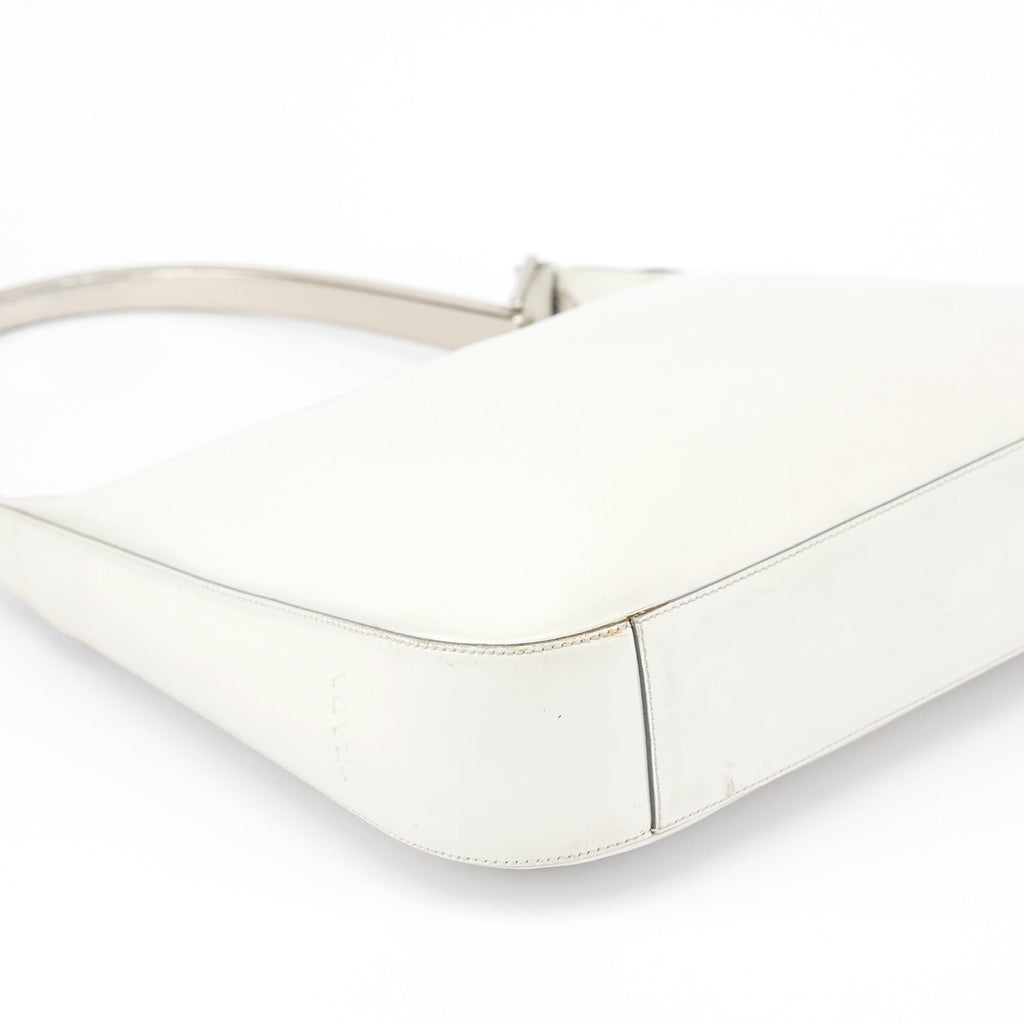 1998 White Vitello Metal Campaign Shoulder Bag