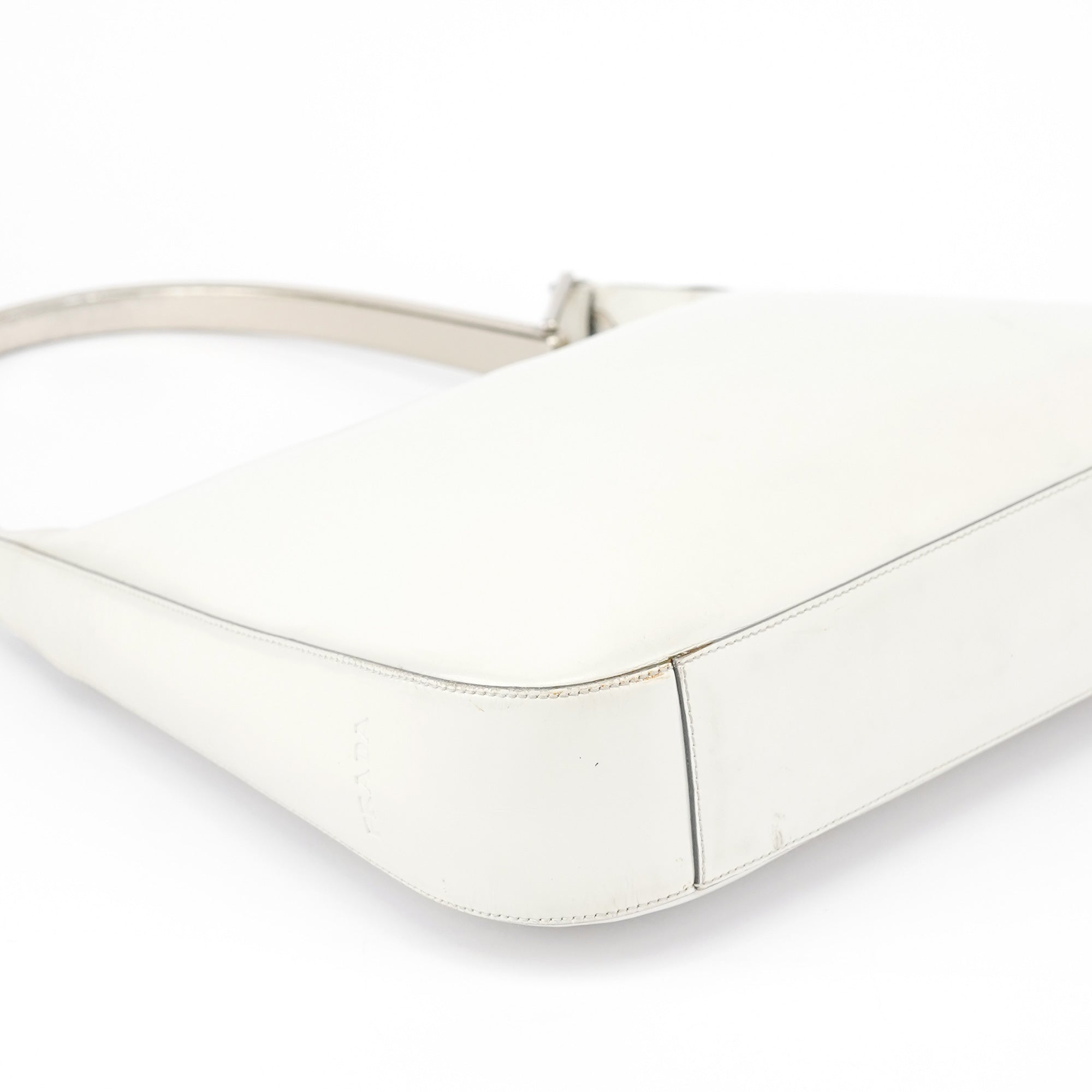 1998 White Vitello Metal Campaign Shoulder Bag