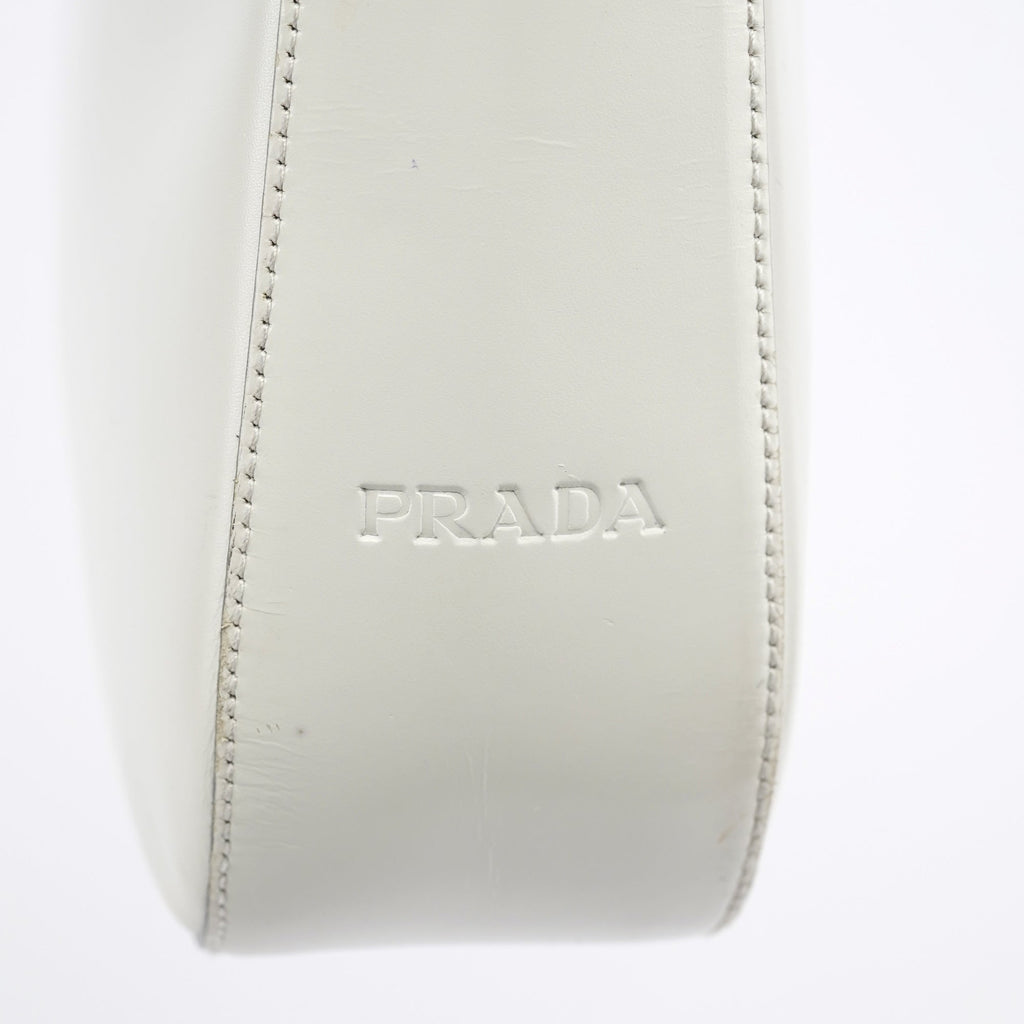 1998 White Vitello Metal Campaign Shoulder Bag